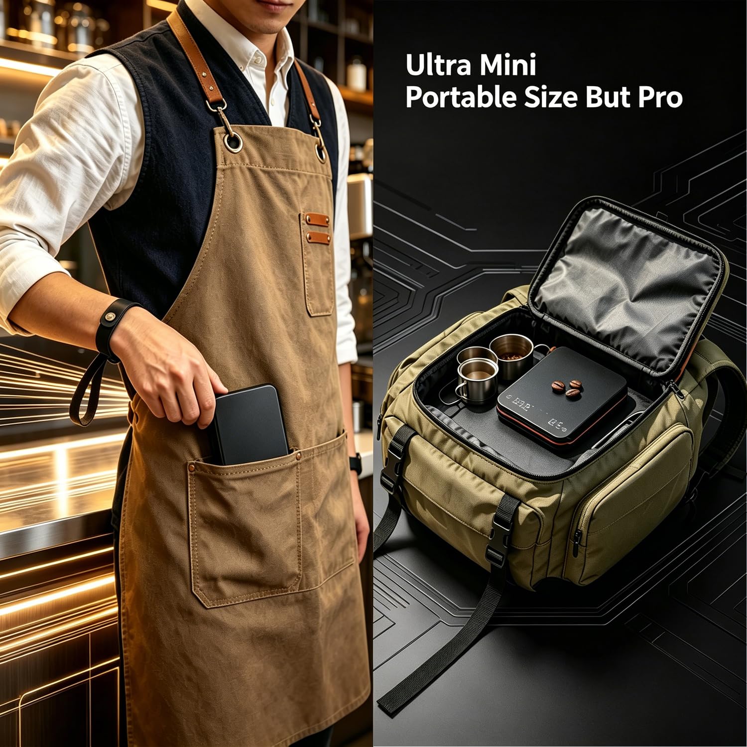 Báscula de café ultra mini con temporizador, báscula de bolsillo inteligente de ultra precisión de 2 kg/0,1 g, báscula digital recargable para espresso/café vertido/matcha, báscula digital portátil de