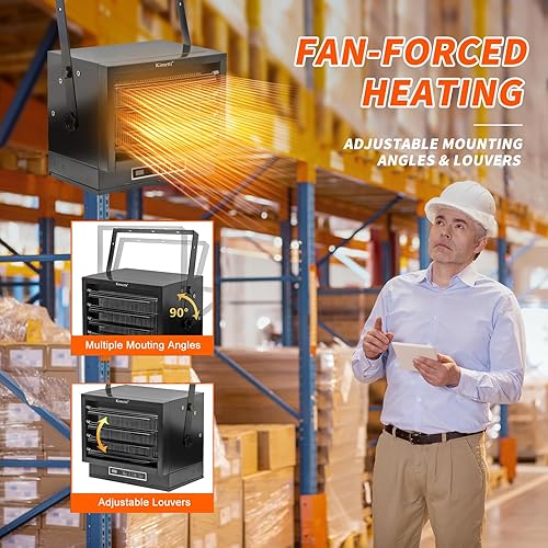 Miniatura 5 de Calentador eléctrico de garaje de 7500W, calentador de taller de montaje en techo de 240V, calentadores cableados con control remoto, calentadores