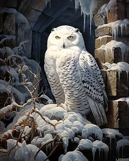 Paint by Number for Adults, Snowy Owl Snow Fortress feasts, Adult Crafts Paint by Numbers for Adult, DIY Handmade Gifts 16x20 inch, Vibrant