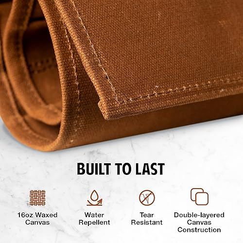 Miniatura 7 de Hudson Durable Goods - Delantal de chef profesional 100% algodón y lona encerada con 8 rollos de cuchillo de bolsillo, Negro -