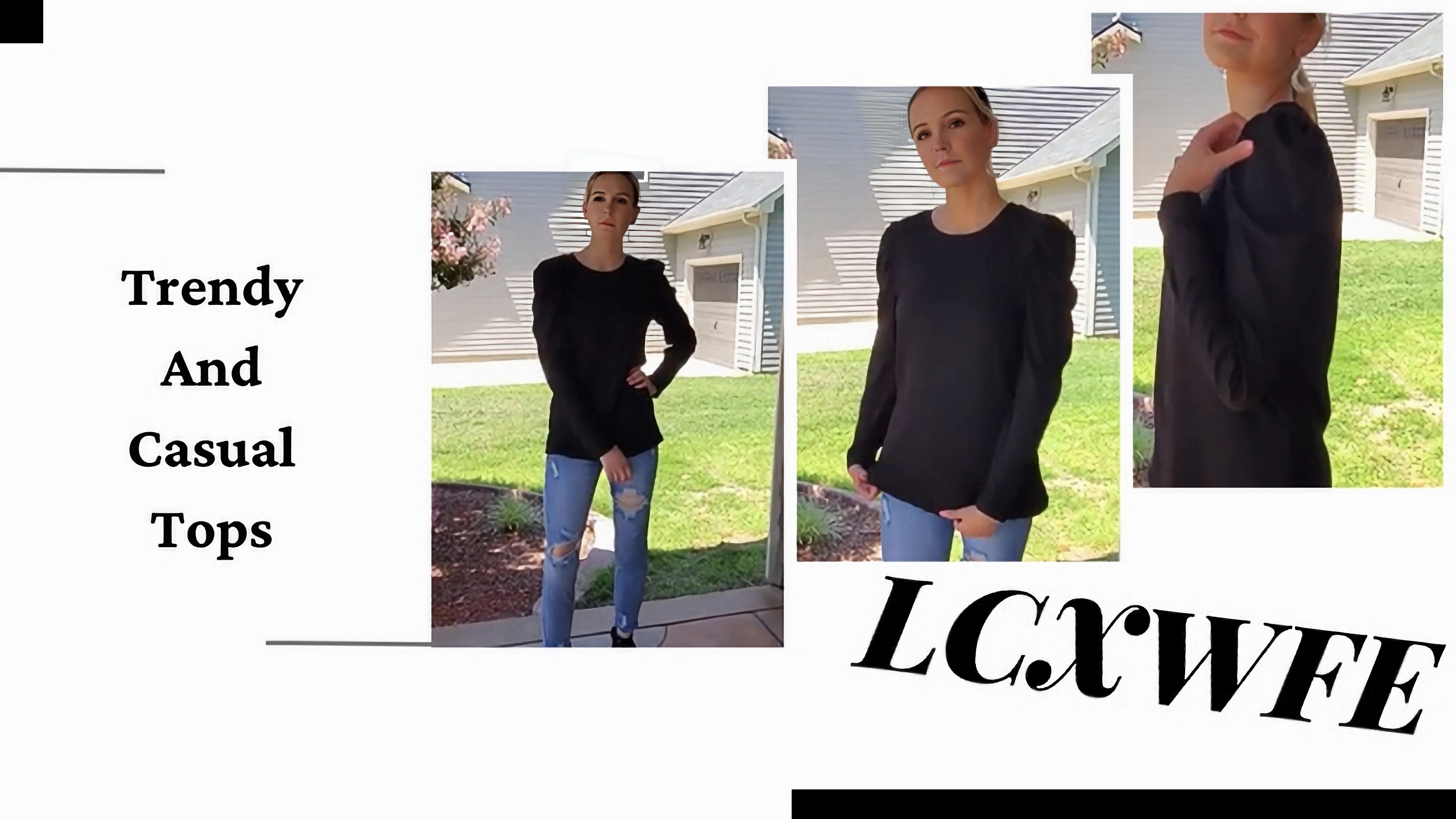 LCXWFE Womens Puff Sleeve Tops Dressy Casual Crew Neck Long