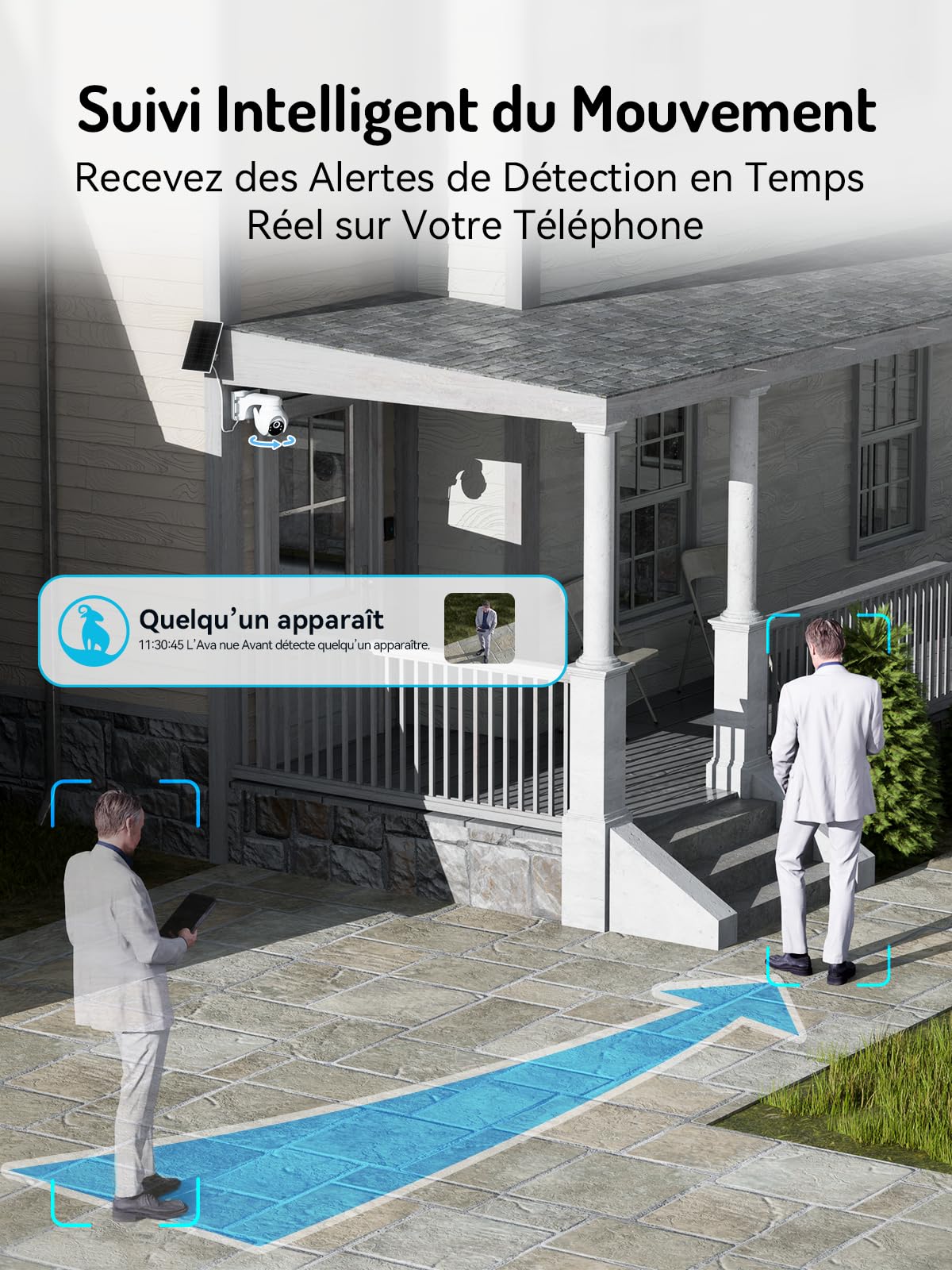 blurams 2K Camera Surveillance Solaire Exterieur - 3MP, sans Fil, WiFi 2.4GHz, 360°, Détection Humaine, Vision Nocturne, Panneau Solaire 3W, IP65