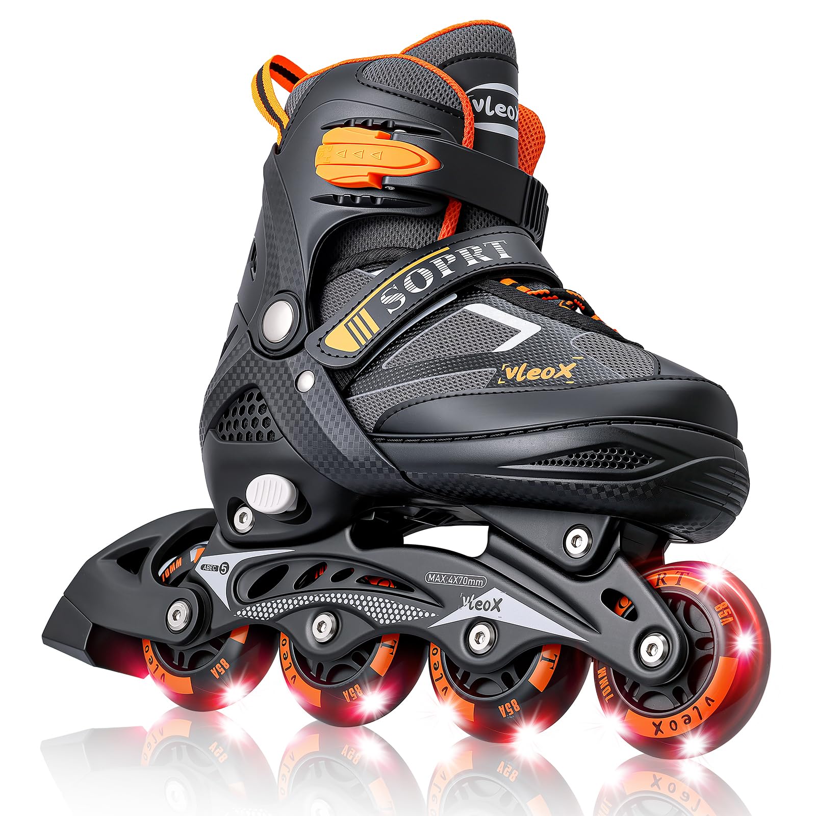 Inline Skates Kinder Verstellbar für Mädchen Jungen, 4 Größen Kinder Inline Roller Skates mit Beleuchteten, Rollschuhe inliner Skates für Anfänger