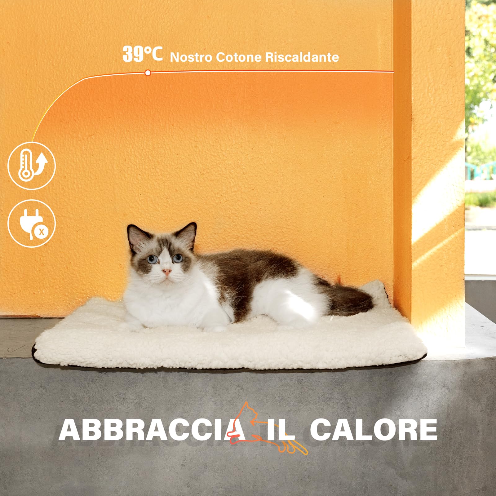 Mora Pets Tappetino riscaldante gatto Coperta autoriscaldante Cuscino per gatti e cani Tappeto riscaldante Senza elettricità e batterie Coperta termica Rimovibile e Lavabile 74 x 47 cm