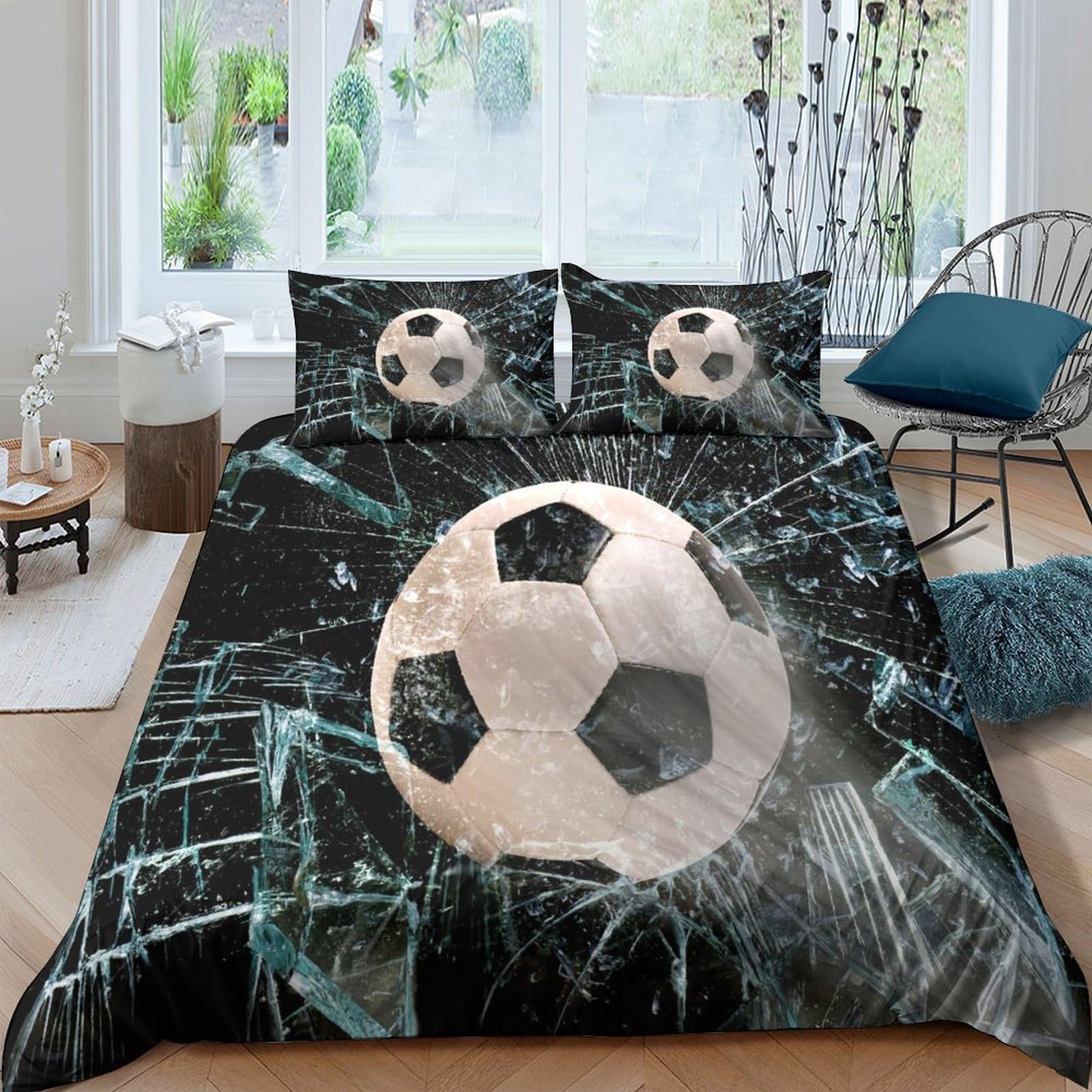 Ctjqhvkz Style-8 3D Printed Football Stadium Fitted Sheet Microfiber Soft Decorative Soccer Bed Cover For Bedroom Guest Room Mattress Protection Single（135X200cm）