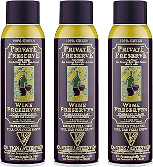 Private Preserve Wine Preservation System | 100% Green Gas Based | Suitable For All Wine, Port, Sake, Cognac, Whiskey, Fine Oil & Vinegar (Pack of 3)