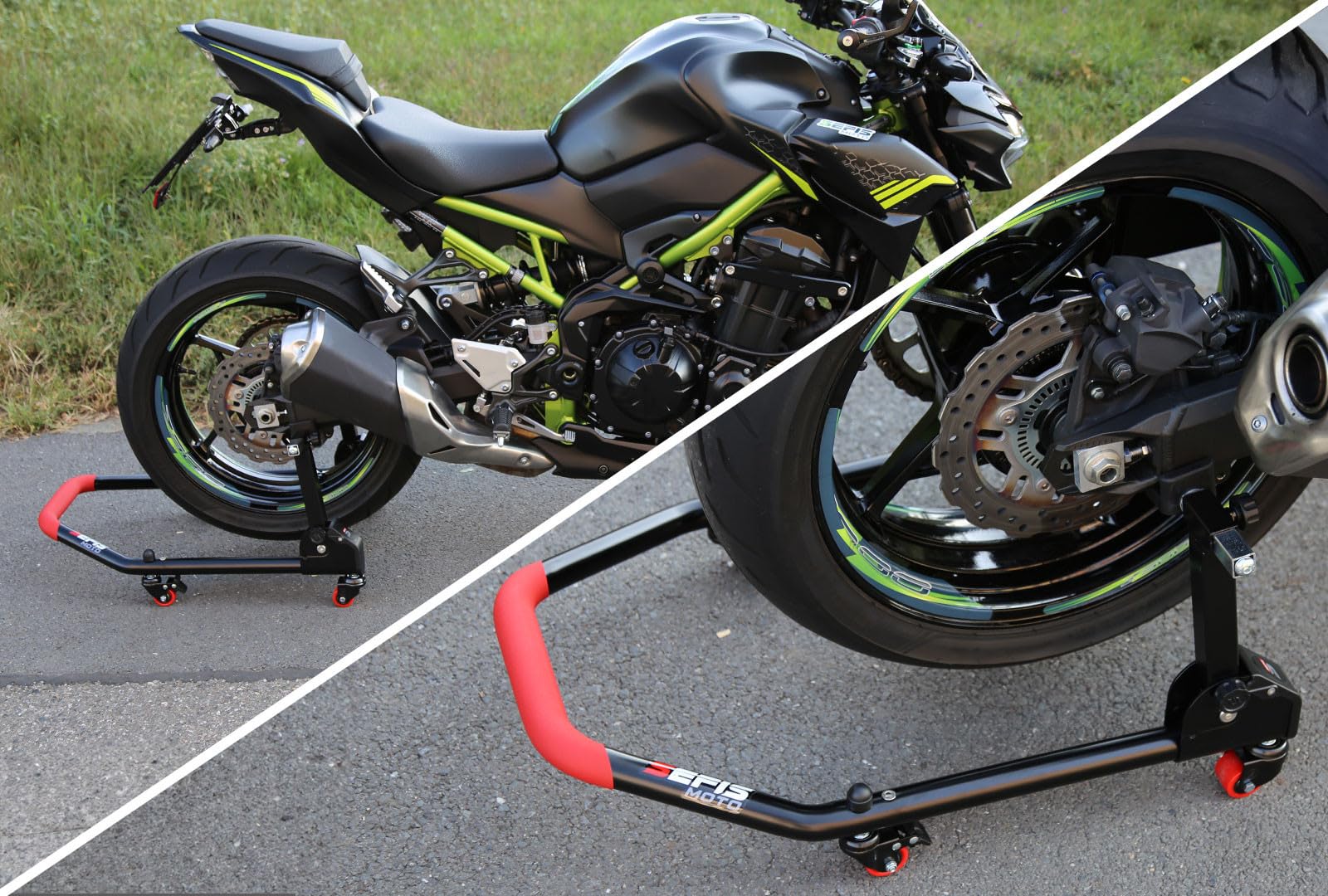 SEFIS M20U Juego de soporte para motocicleta delantera y trasera, soporte de servicio delantero y trasero, soporte de montaje trasero para motocicleta, soporte de montaje para motocicleta (adaptador: