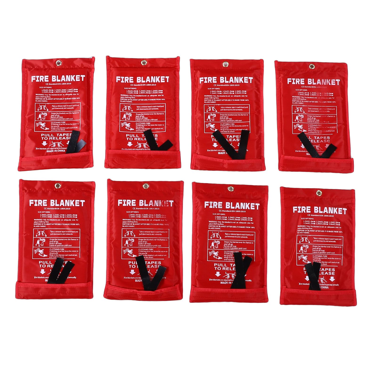 Mantas Ignífugas de Emergencia de Fibra de Vidrio, 8 Unidades, para Cocina Casera, 1m X 1m con Bolsas de Almacenamiento, Portátiles y Versátiles para Oficina y Campamento