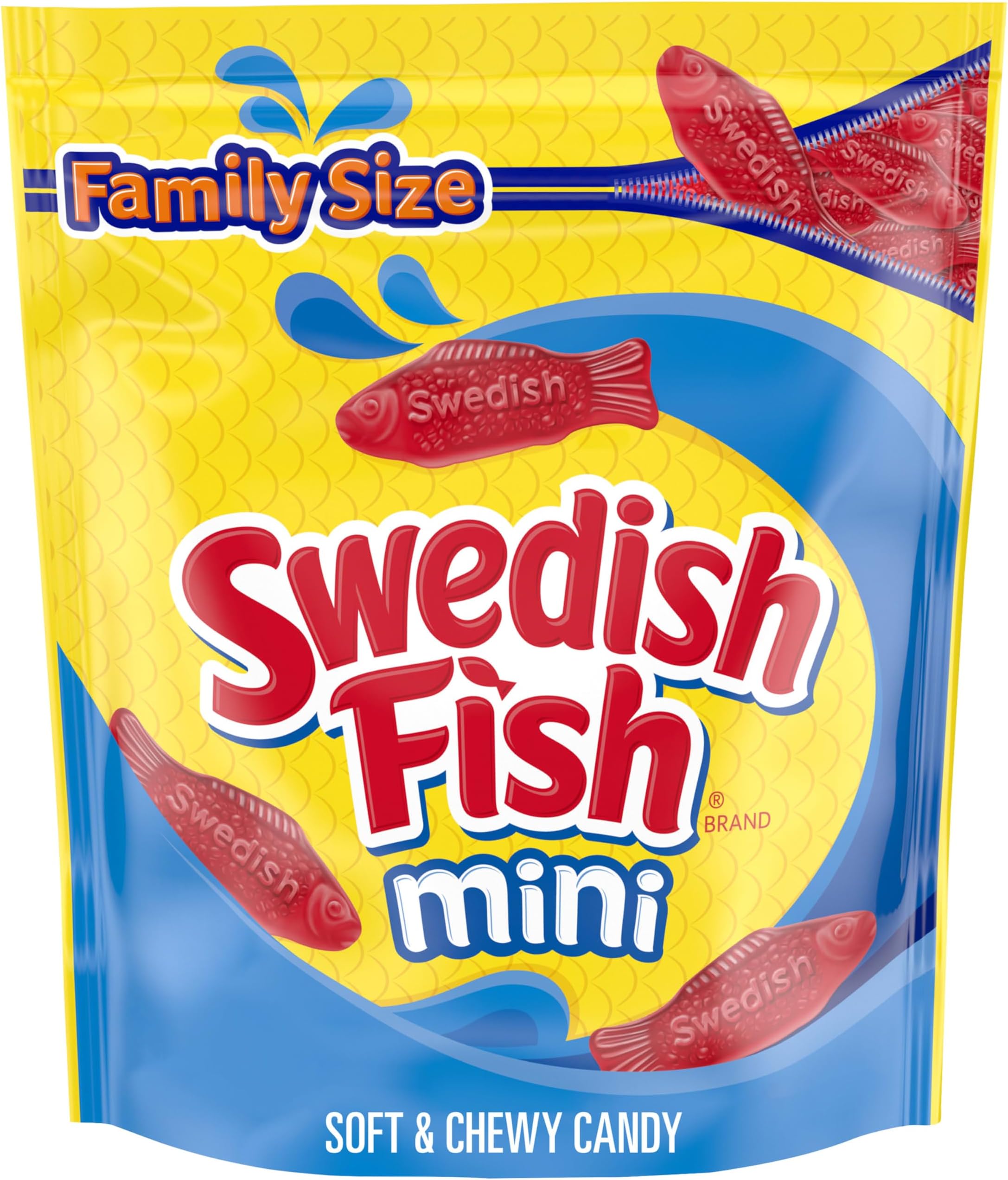 SWEDISH FISH Mini Soft & Chewy Gummy Candy, Family Size, Bulk Candy, 1.8 lb