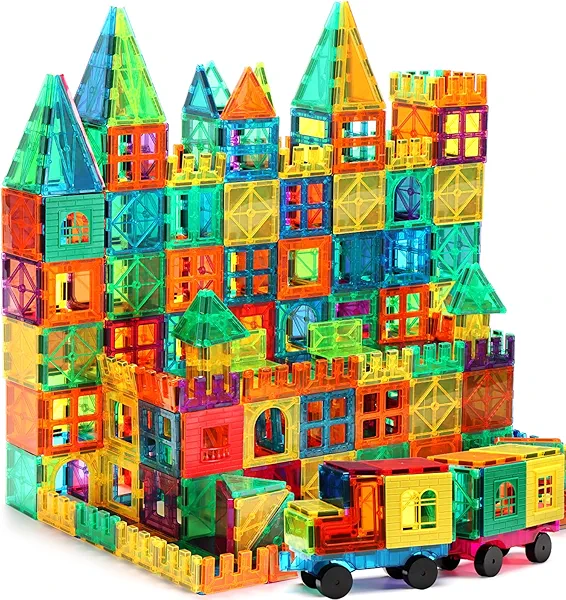 FNJO Magnetic Tiles, 100PCS Building Blocks, STEM Magnets Building Toy Set, Preschool Kindergarten Construction Stacking Toy, School Teacher Supplies, Classroom Must Haves