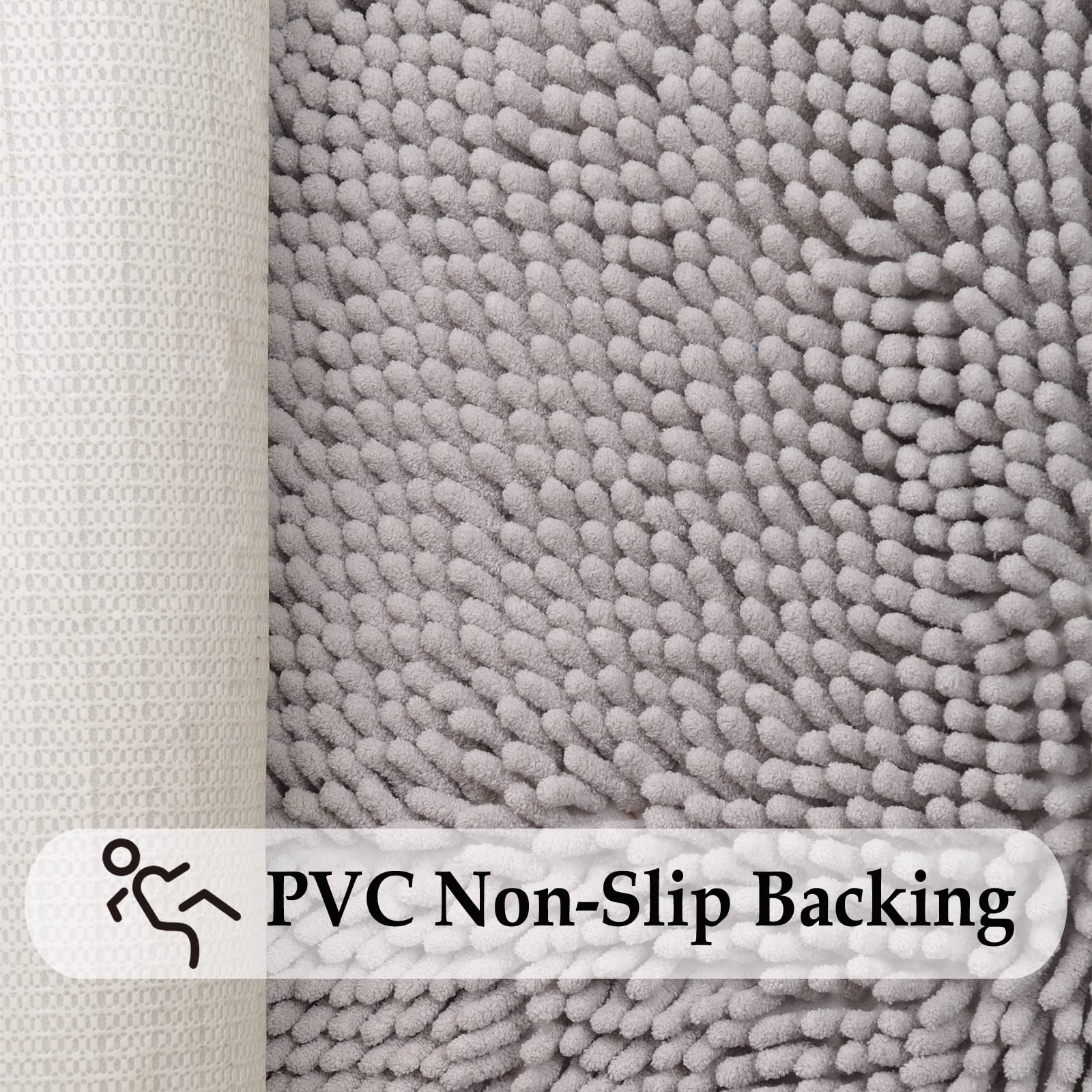 Bathroom Rugs Ultra Soft Chenille Bathroom Rugs Sets 3 Piece, Non-Slip Bath Rugs, Absorbent Shaggy Bath Mat Set, Easy Clean Dries Quickly, Perfect Plush Bathroom Mats Sets with U-Shaped Toilet Rug