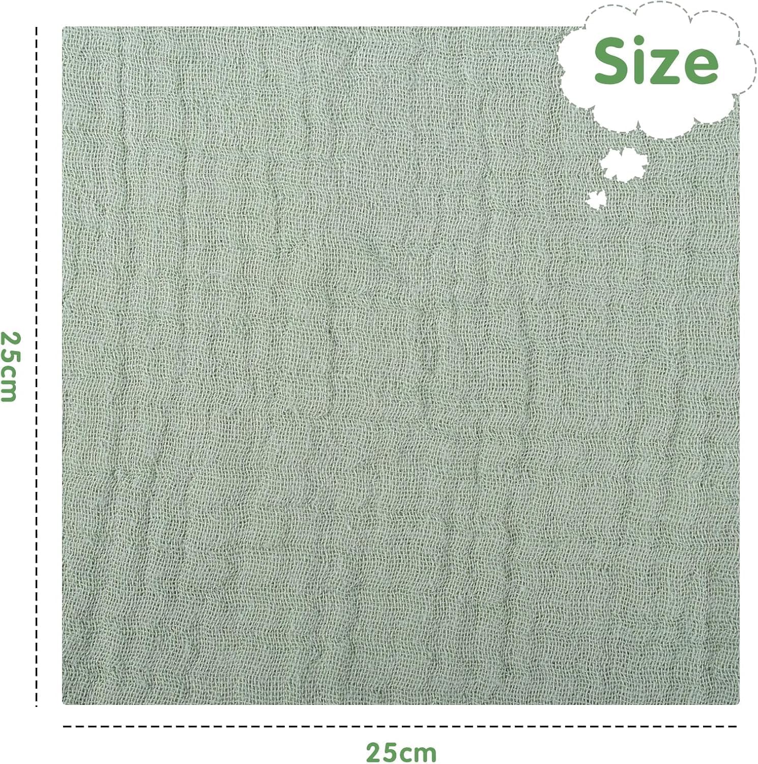 10 Pack Muselinas Bebe Algodon 25x25 cm, Algodón Super Absorbentes Suave y Transpirable Gasas Toallas de Muselinas Suaves Bebe muselinas Algodon para recién Nacidos bebés(Color Aleatorio)