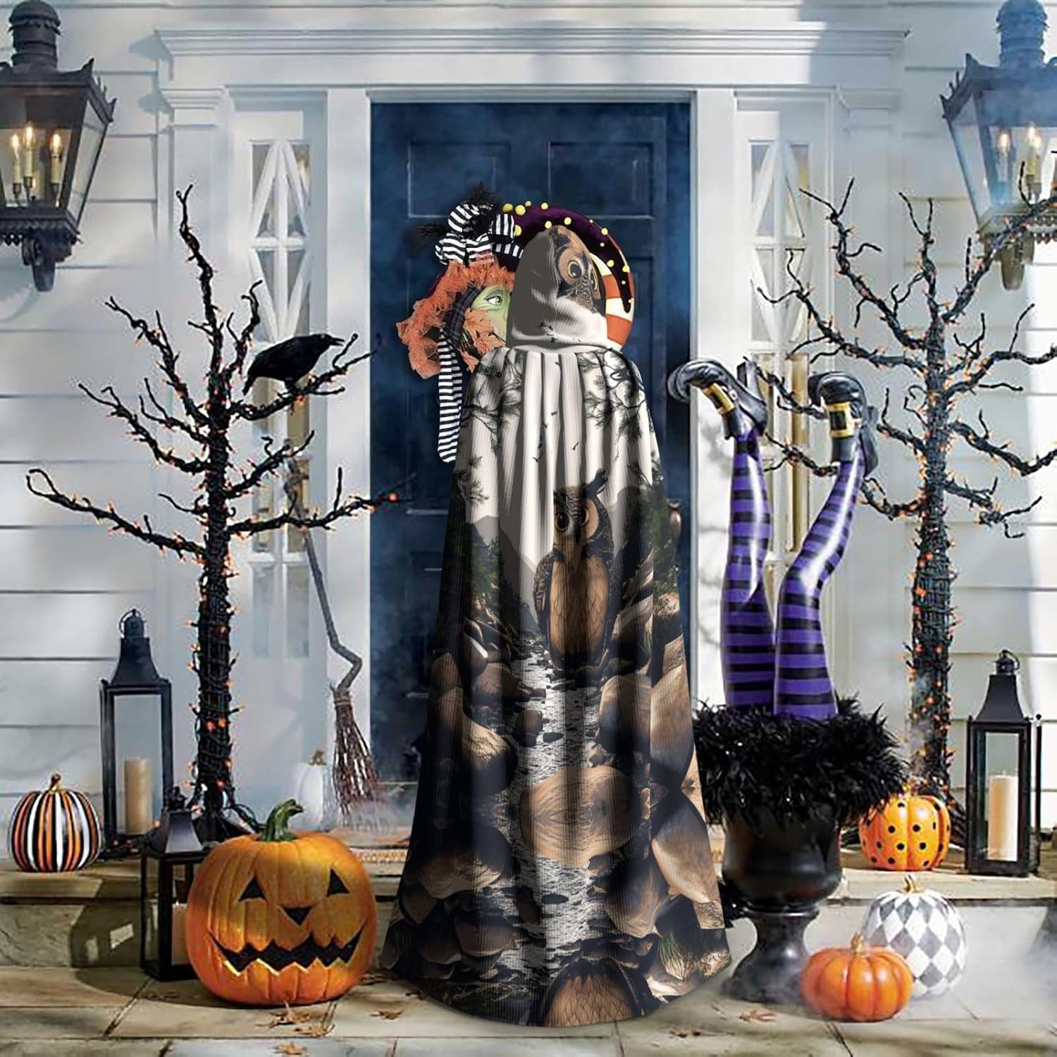A huge owl Unique Darkness Poncho Shawl - Customizable Wearable Blanket for Women, Perfect Halloween Costume Accessory, Knight, Akatsuki, and More