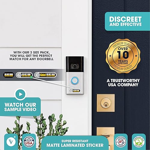 Miniatura 2 de Calcomanía Tiny Do Not Ring Dog Will Bark | 3 tamaños de calcomanías de perro ladrar | Adhesivo de «Do Not Ring Dog Will Bark» para timbre de puerta