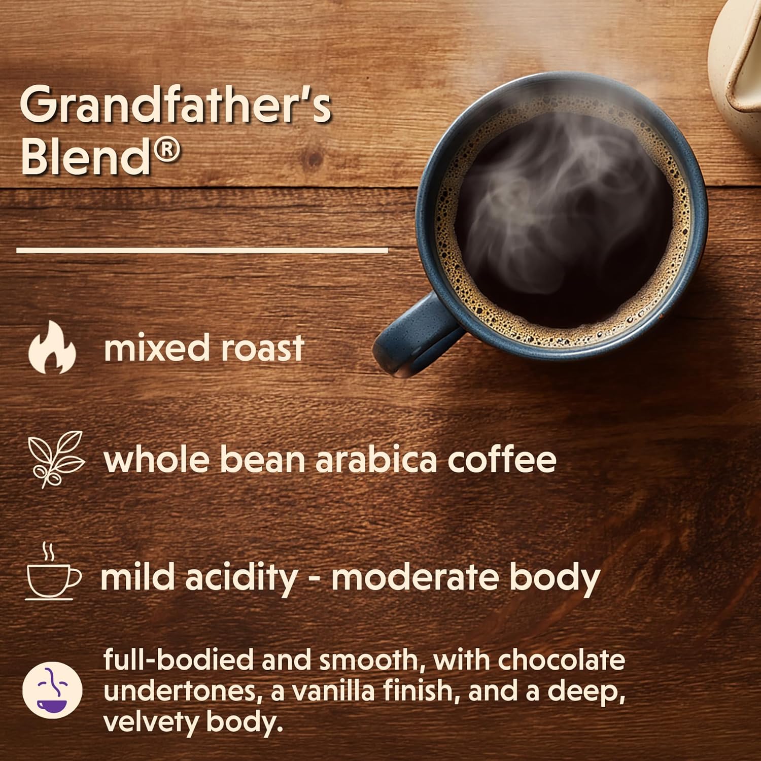 Coffee Bean Direct Grandfather's Blend®, Whole Bean Coffee, Handcrafted Arabica Blend, Mixed Roast Level, 5 Pound Bag (Pack of 1)