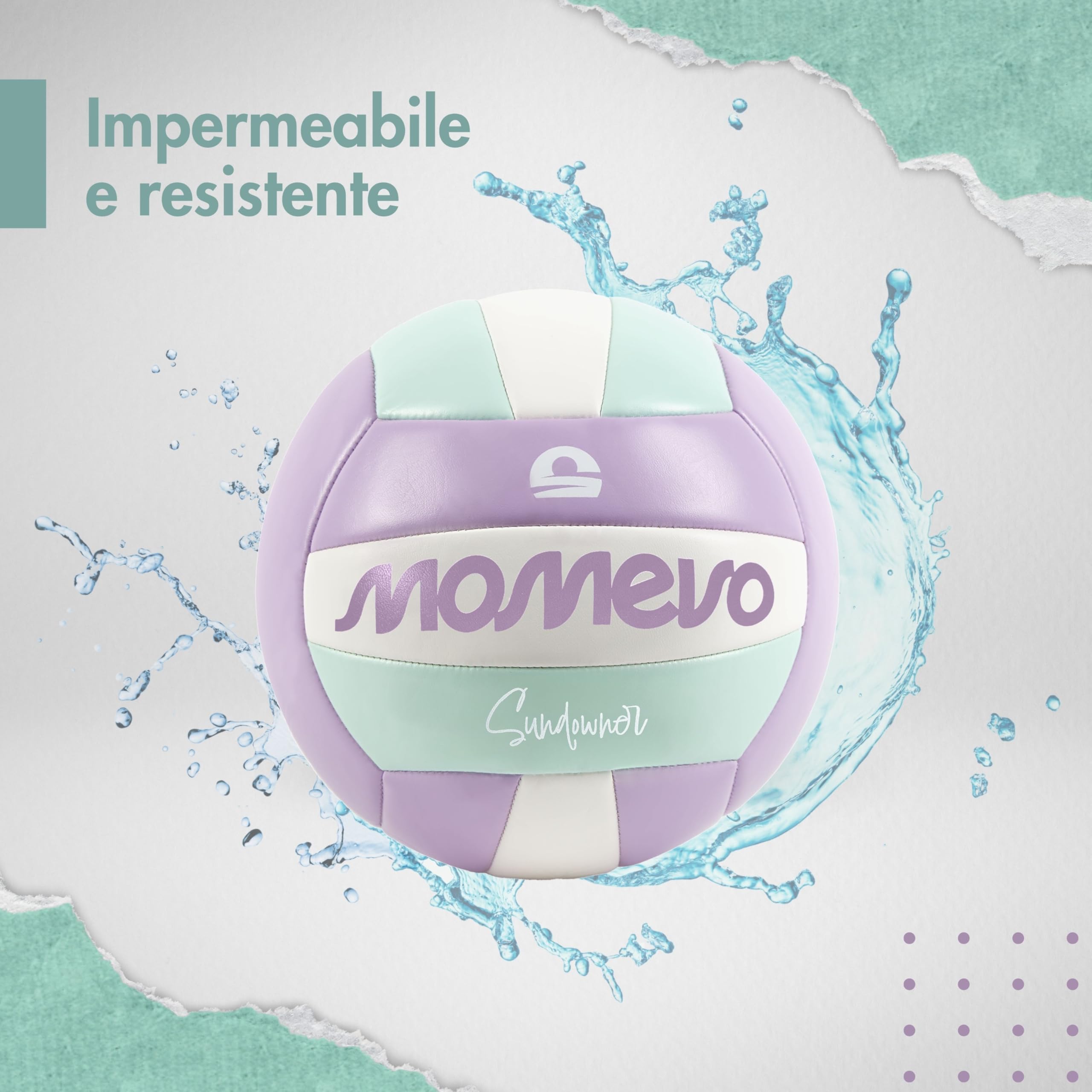 Sundowner Pallone Pallavolo - Pallone Beach Volley, Set con pompa per palloni, misura ufficiale 5, superficie morbida, ideale come regalo