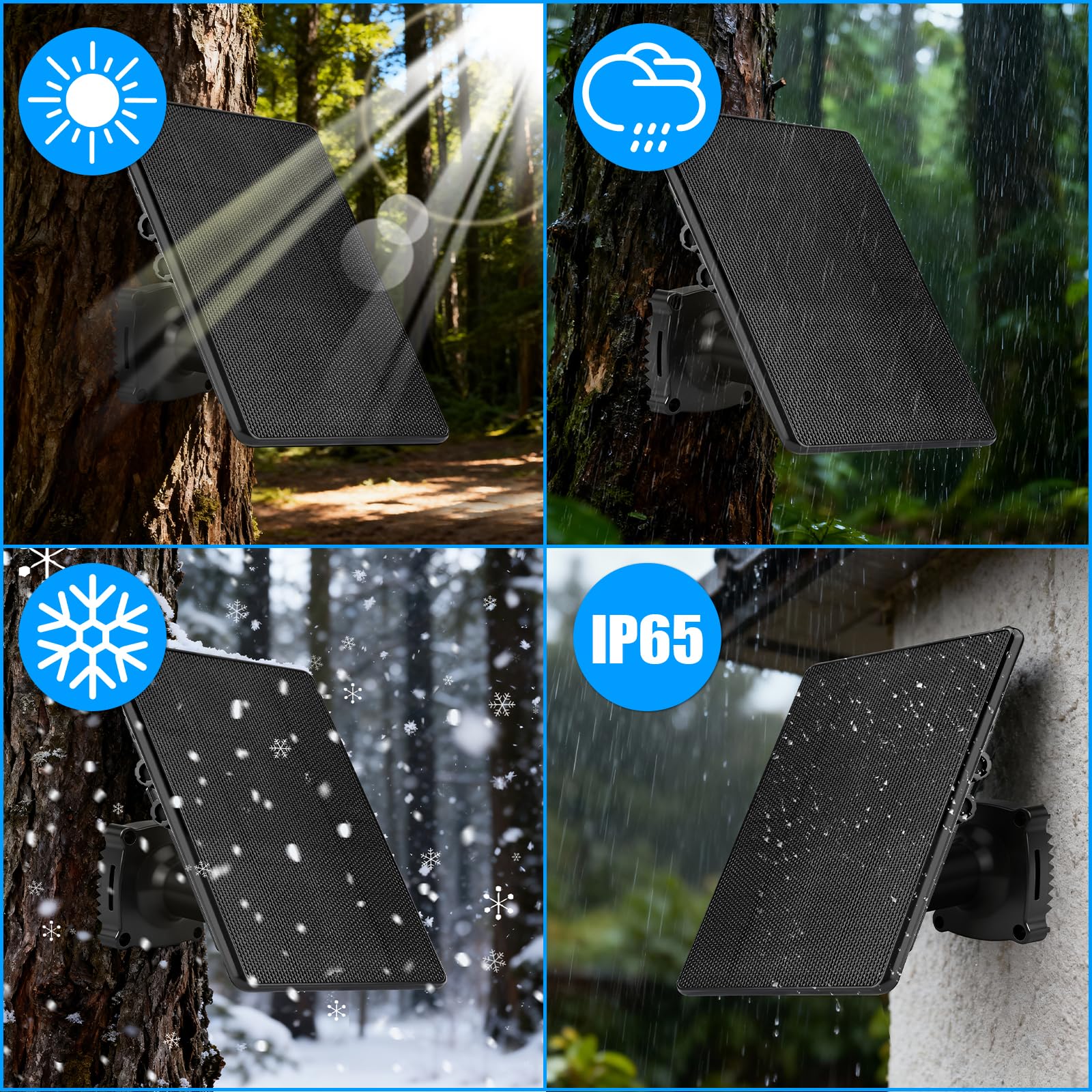 Solarpanel für Wildkamera 12V/9V/6V 7,4V 4000mAh Akku IP65 Jagdzubehör