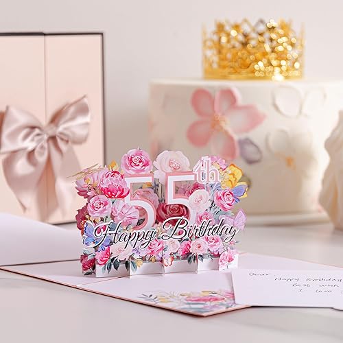 Miniatura 9 de Oyydecor Tarjeta emergente de feliz cumpleaños 65 para mujeres, esposa, regalo de cumpleaños 65 para mamá, tarjeta de cumpleaños de felicitación 3D