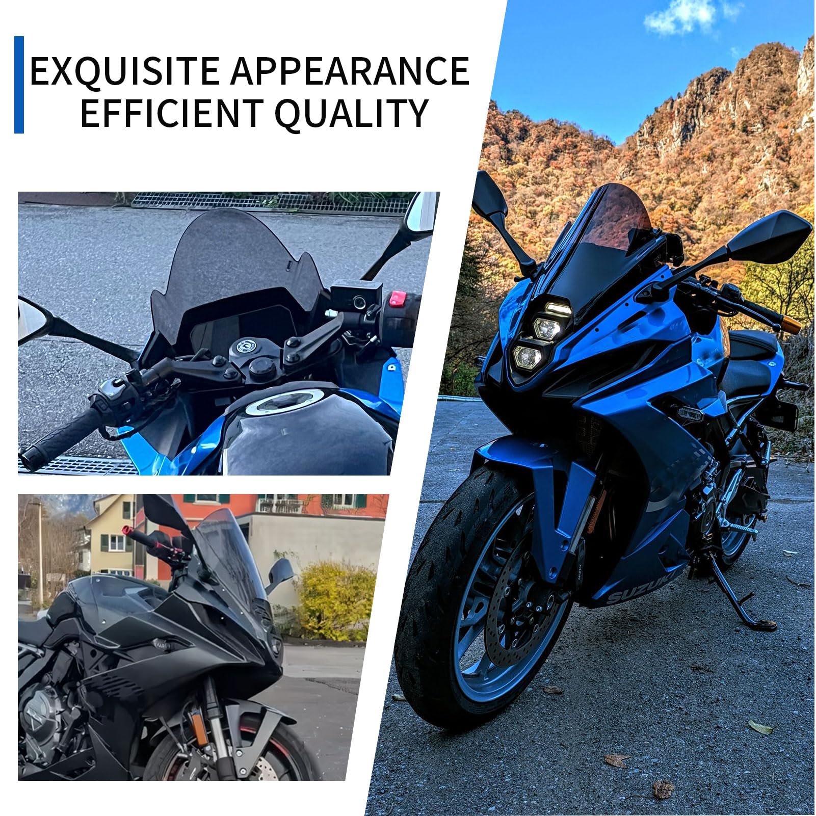 Parabrezza Per Moto Compatibile Con GSX 8R GSX-8R 2024-2025, Carenatura Anteriore, Deflettore Antivento, Visiera In Policarbonato (Fumo Nero)