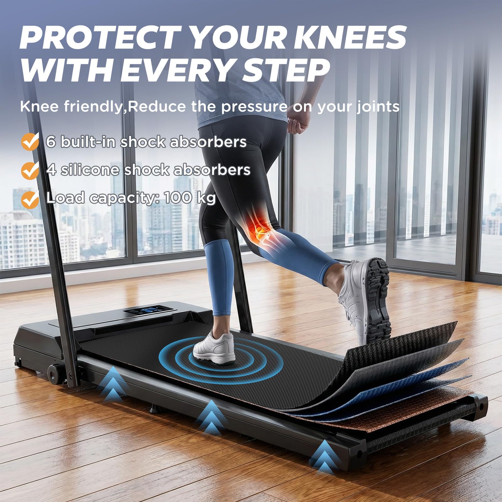 Drgymlee Tapis de Marche 3 en 1, Tapis Pliable sous Bureau avec Poignée, Machine Compacte et Silencieuse 1–10 km/h pour Maison, Bureau, Marche et Jogging, avec Télécommande et Écran LED