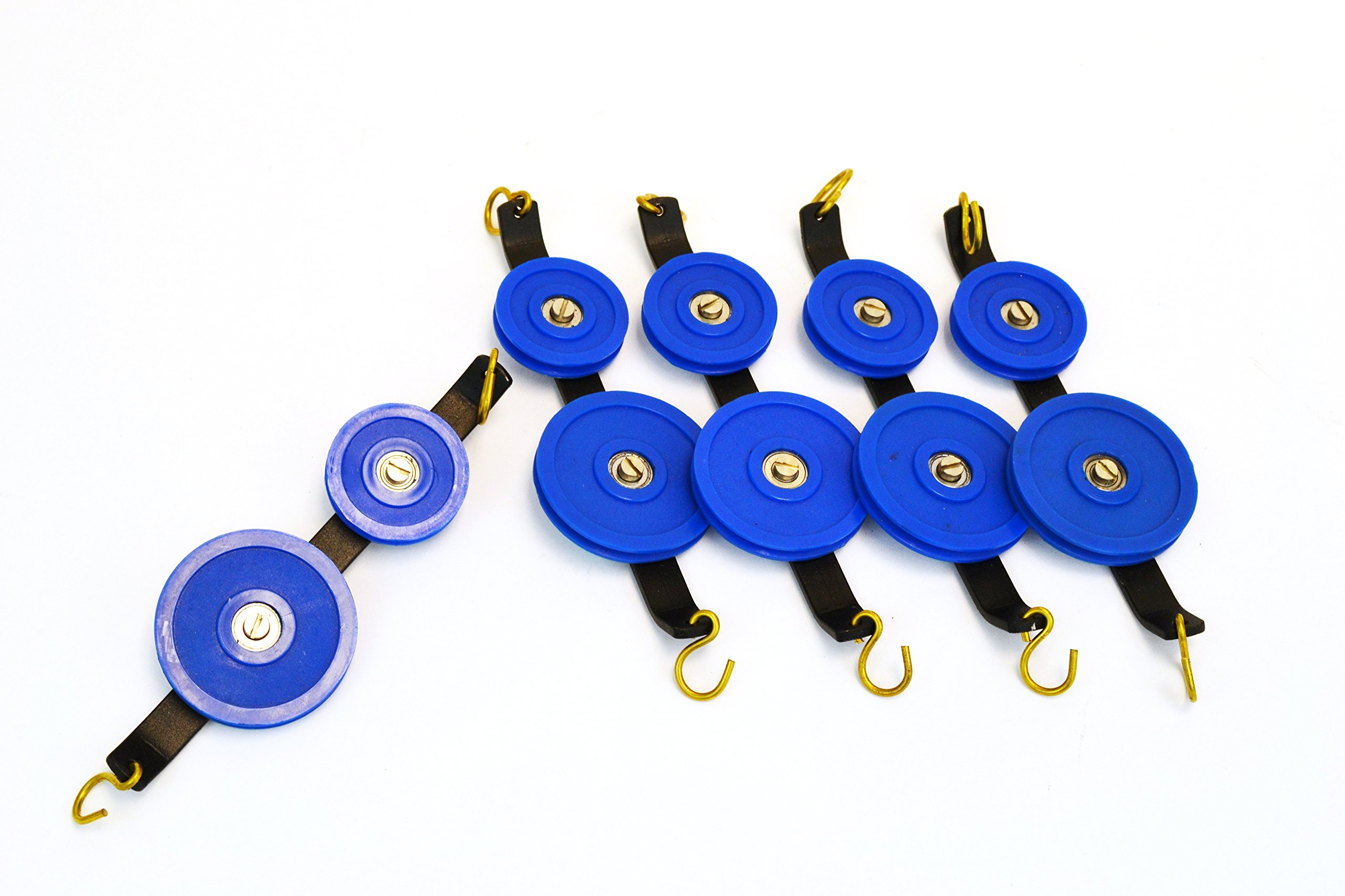 Eisco Labs Set of 5 Plastic Pulleys, Double in Tandem, 38 and 50 mm Diameter, Low Friction