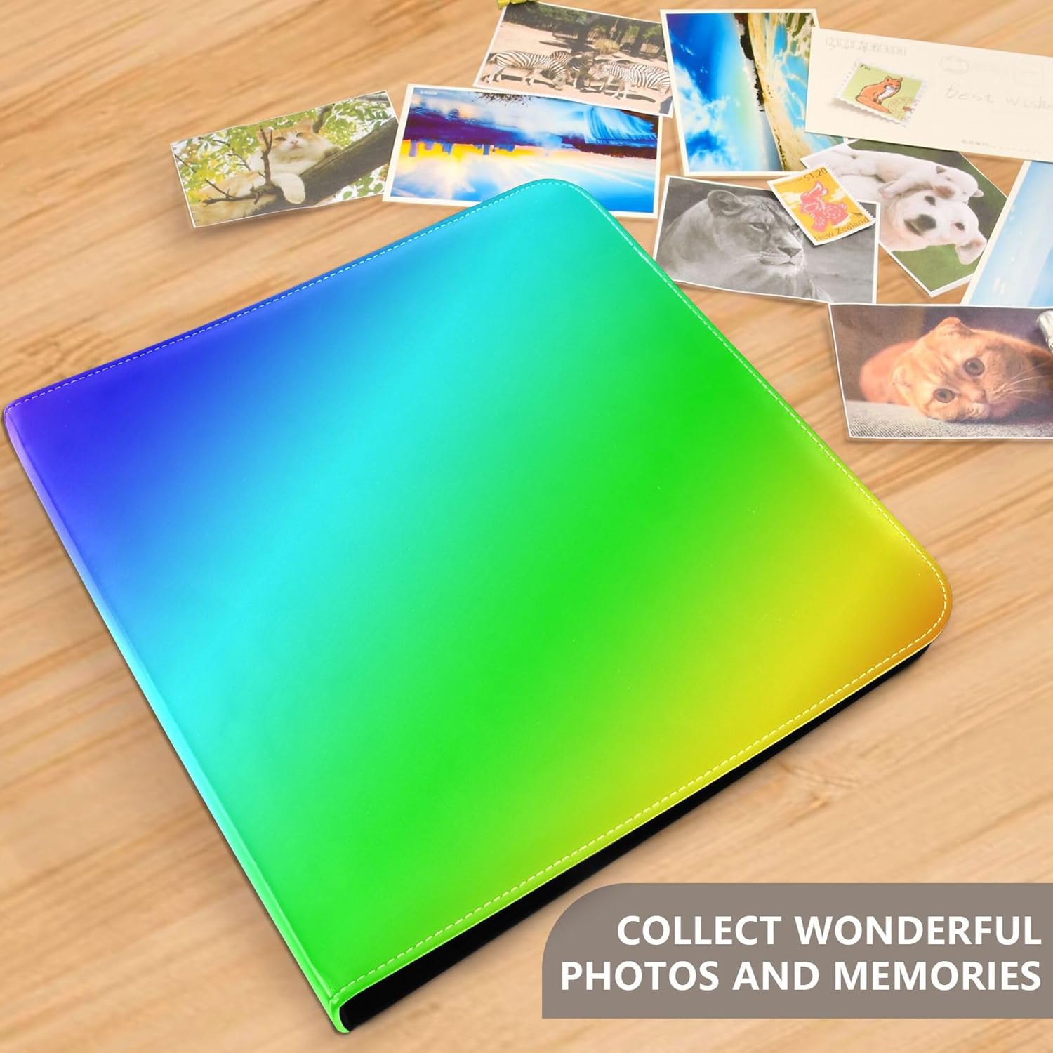 Rainbow Large Leather Cover Bookshelf Photo Albums Scrapbooking Albums for Family Wedding Star Photos & Arts Rainbow