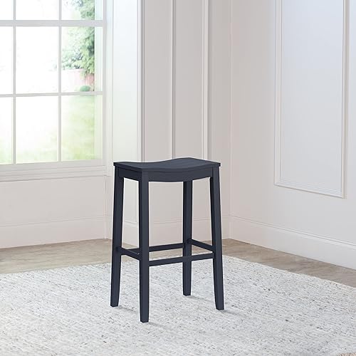Miniatura 63 de Hillsdale Fiddler Taburete de madera sin respaldo con asiento estilo silla de montar, gris envejecido gris (Aged Gray),marino,Negro -,Blanco