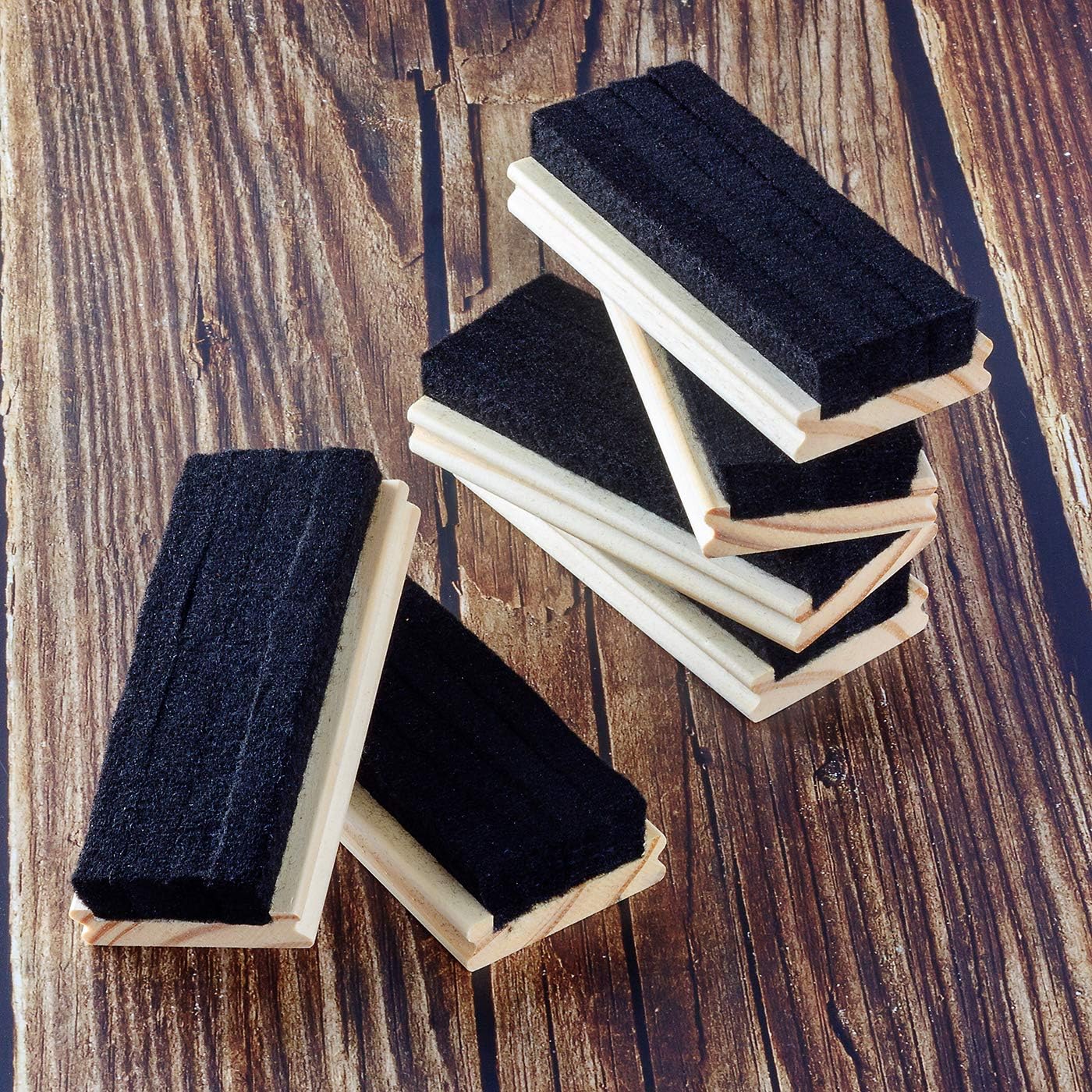6 Pack Chalkboard Erasers Premium Wool Felt Eraser Dustless Wood Chalk Eraser Blackboard Eraser Cleaner for Teachers and Kids