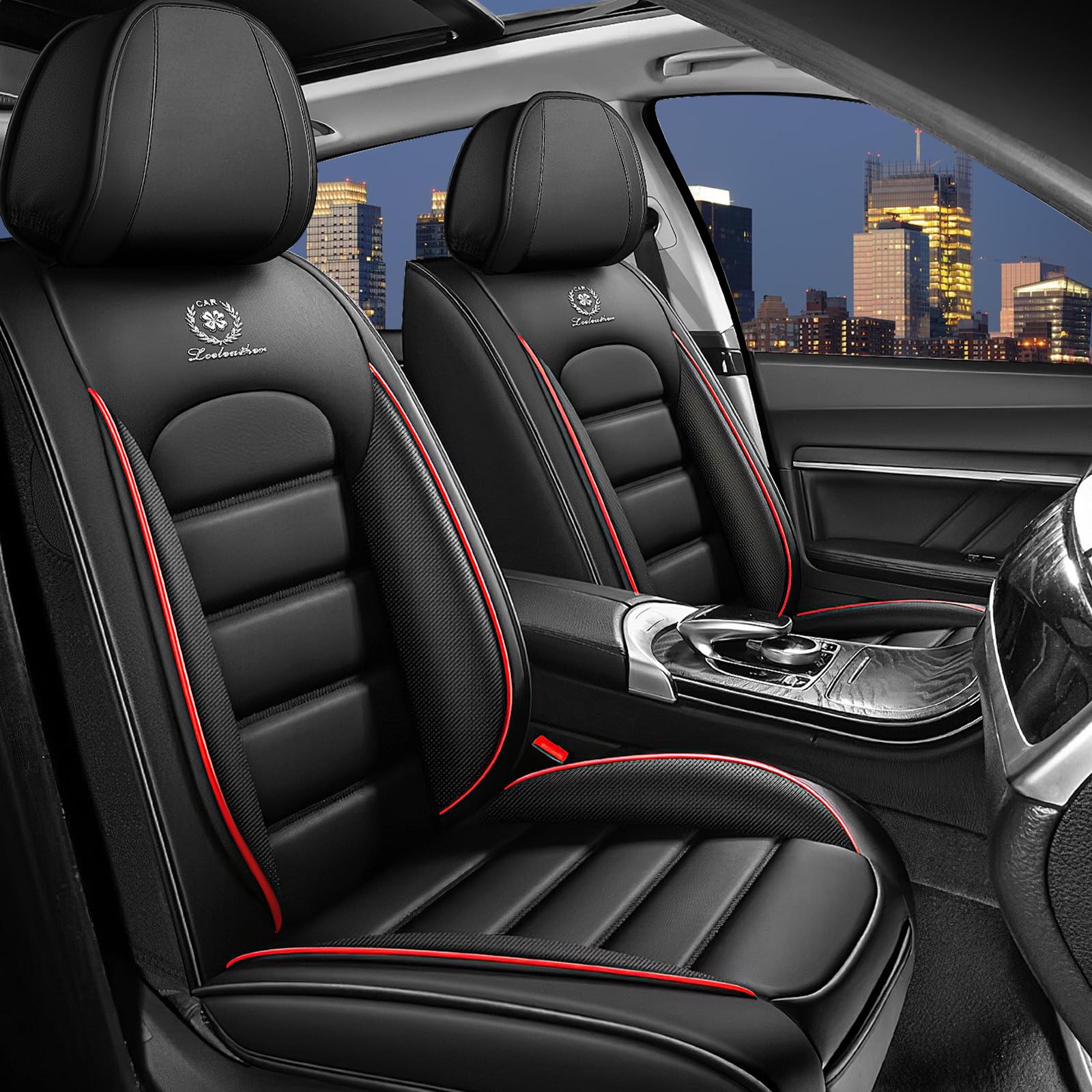 Photo 1 of NewYYY Car Seat Covers for Toyota FJ Cruiser 2007-2014, Nappa Leather Car Seat Cover Waterproof Cushions Luxury Seat Protectors (Black Red,Full Set)