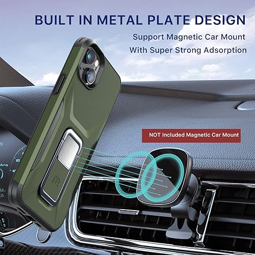 Miniatura 3 de MYBAT Pro Stealth Stand Series - Funda para iPhone 14 con soporte de 61 pulgadas soporte magnético para automóvil cubierta protectora resistente de