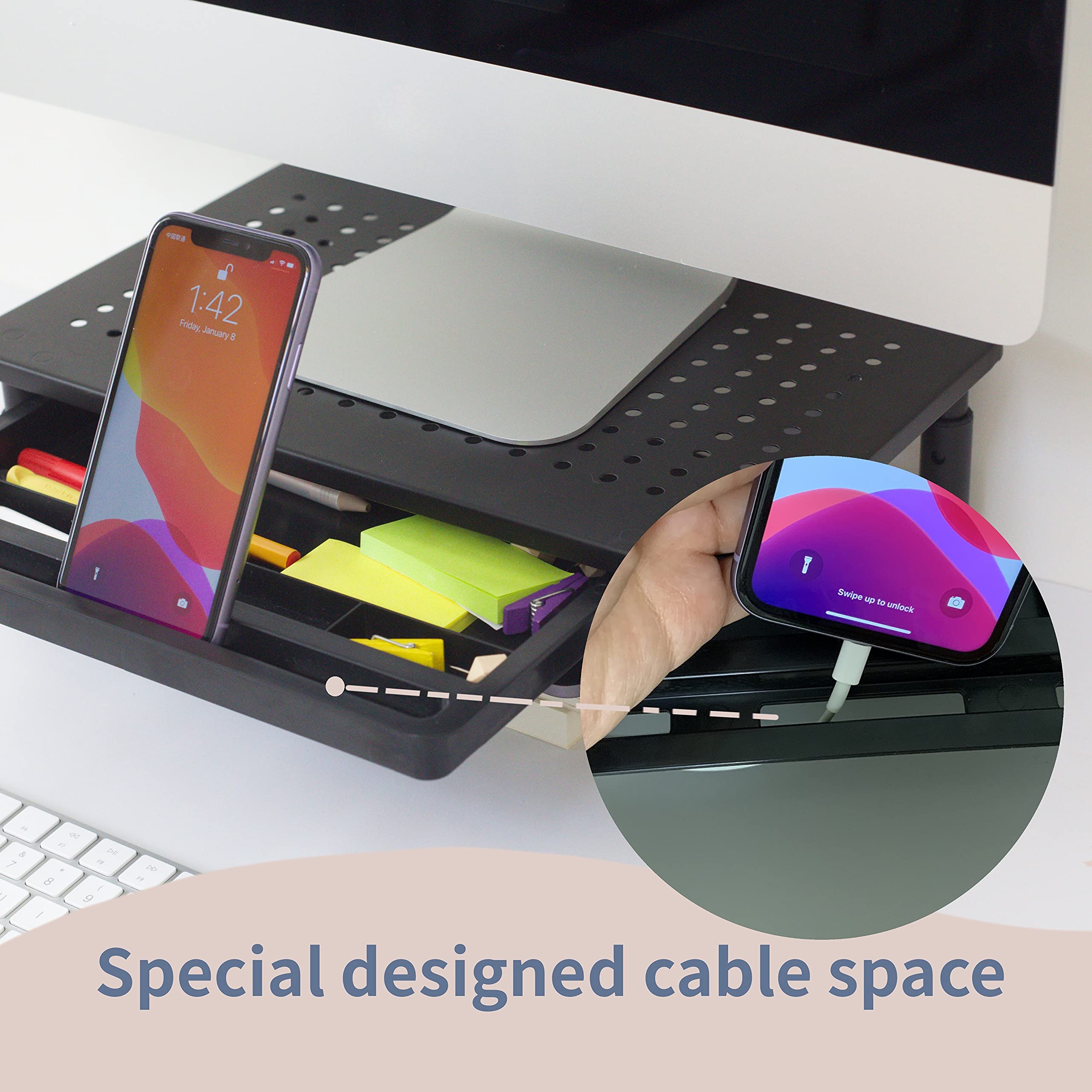 Buy Laptop Monitor Stand Riser 3 Height Adjustable with Drawer