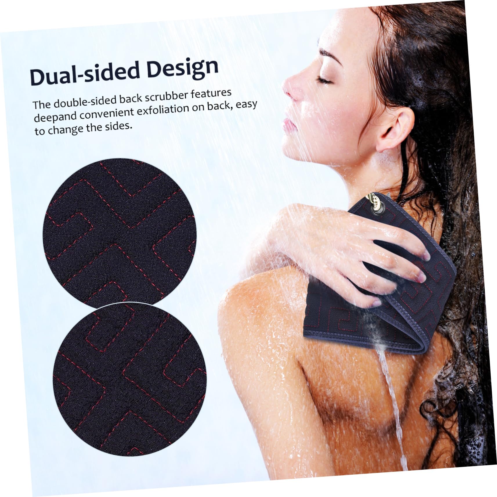 HOUDERCO Exfoliating Back Scrubber Towel Double Sided Bath Washcloth for Comfortable Exfoliation Handles for Shower Use for All Skin