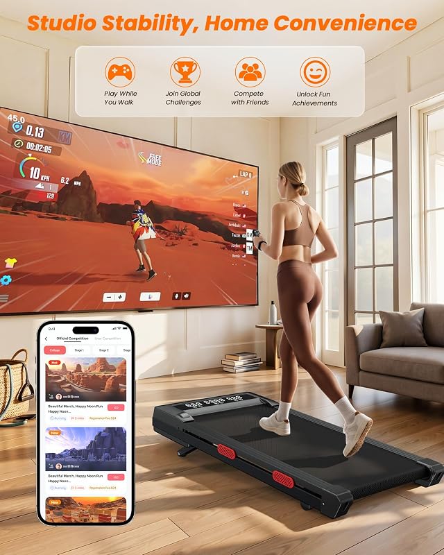 Lacuffy Walking Pad 9% Auto Incline, 3.0HP Portable Treadmill,300 pounds Treadmill with Incline, Under Desk Walking Pad with Remote Control &LED Display image 3