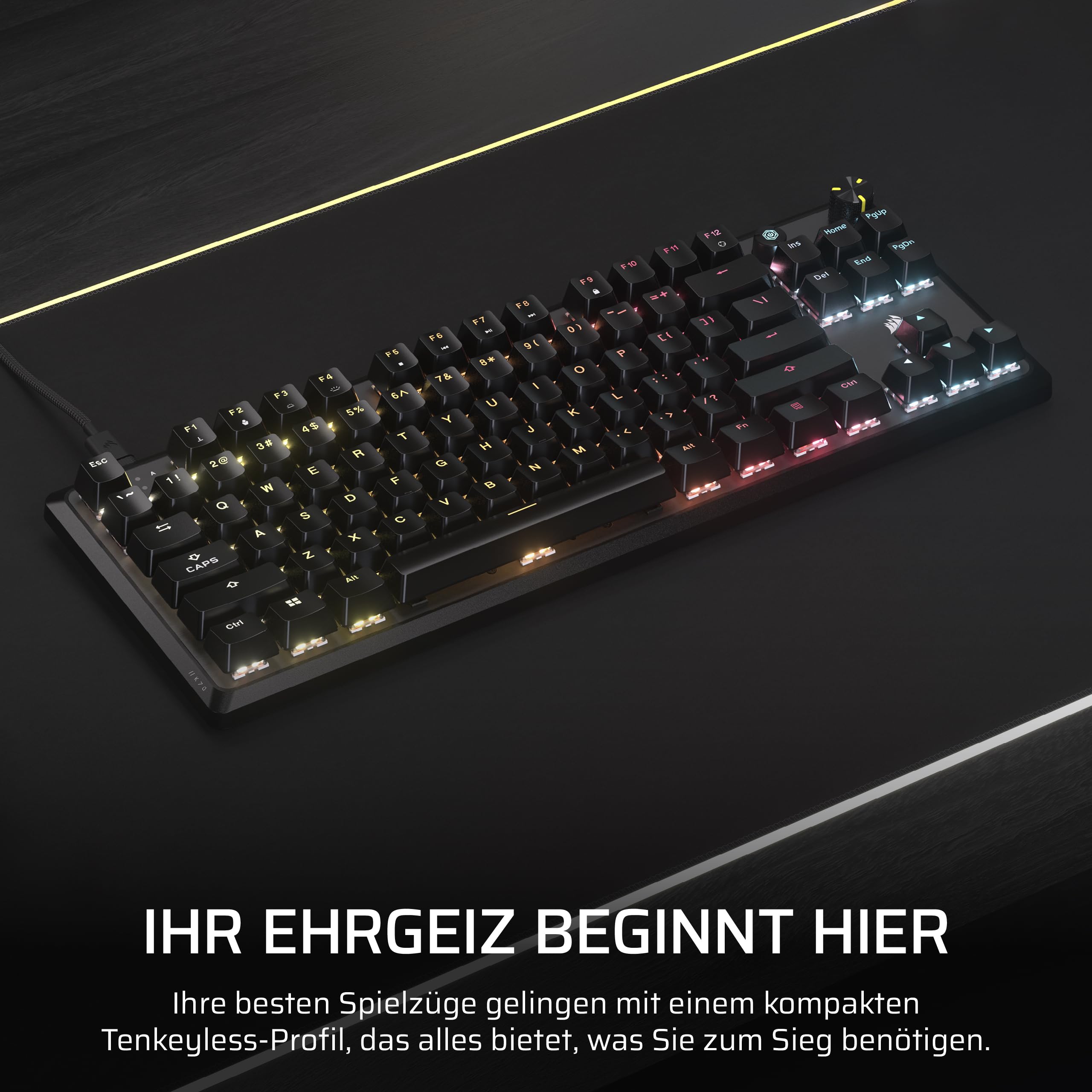 Corsair K70 CORE TKL RGB Mechanische Gaming-Tastatur, Schwarz