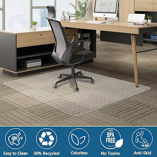 Miniatura 6 de Tapete para silla para suelo de madera dura, 48 x 48 pulgadas, tapete protector de piso transparente para oficina, tapete de escritorio fácil de