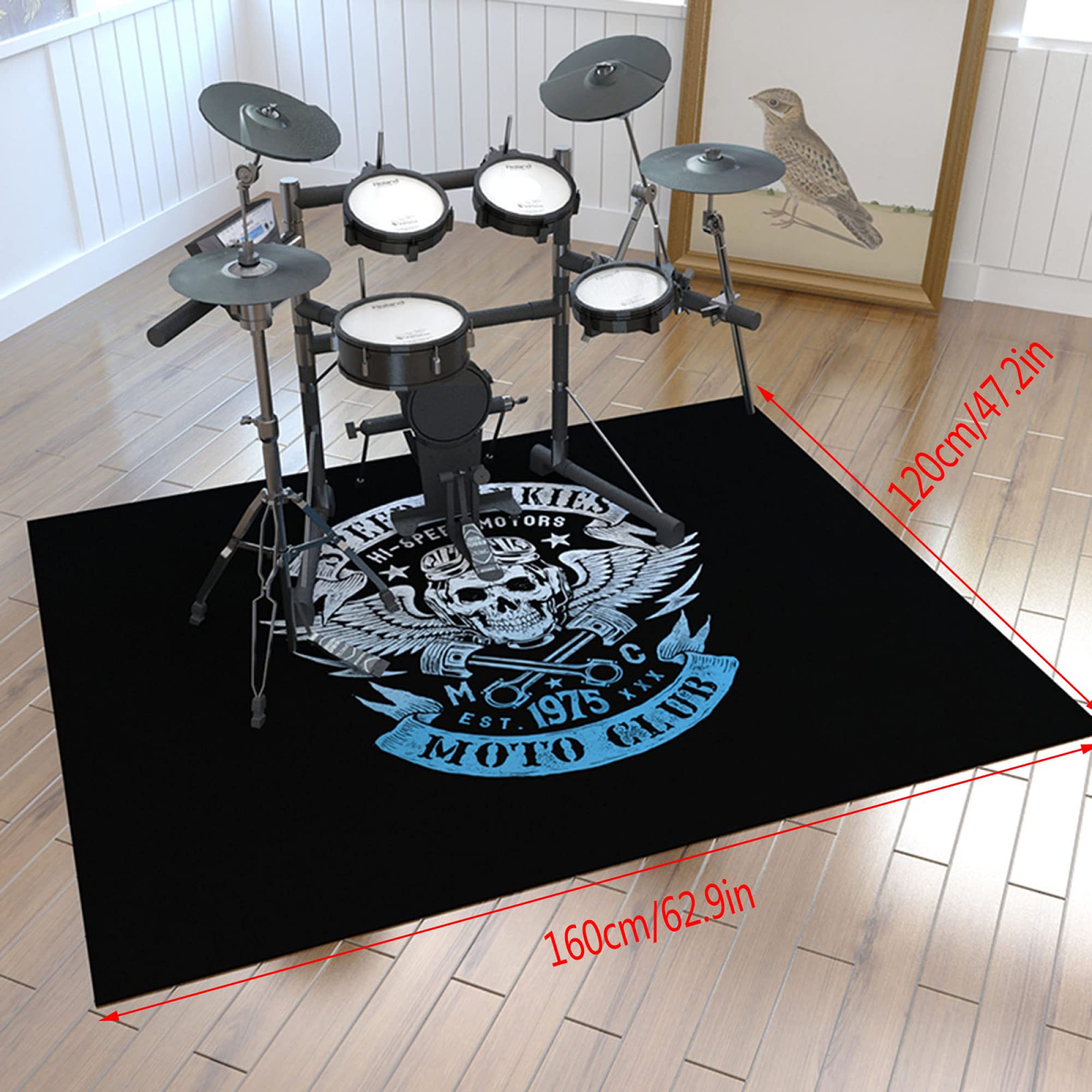 gdt Drum Teppich, Rutschfeste Drum Matte Decke FüR Drummer BüHnenauftritt, Drum Set Jazz, E-Drum, Gitarre, Klavier, Hocker Pad Musikteppich/D / 120x160cm