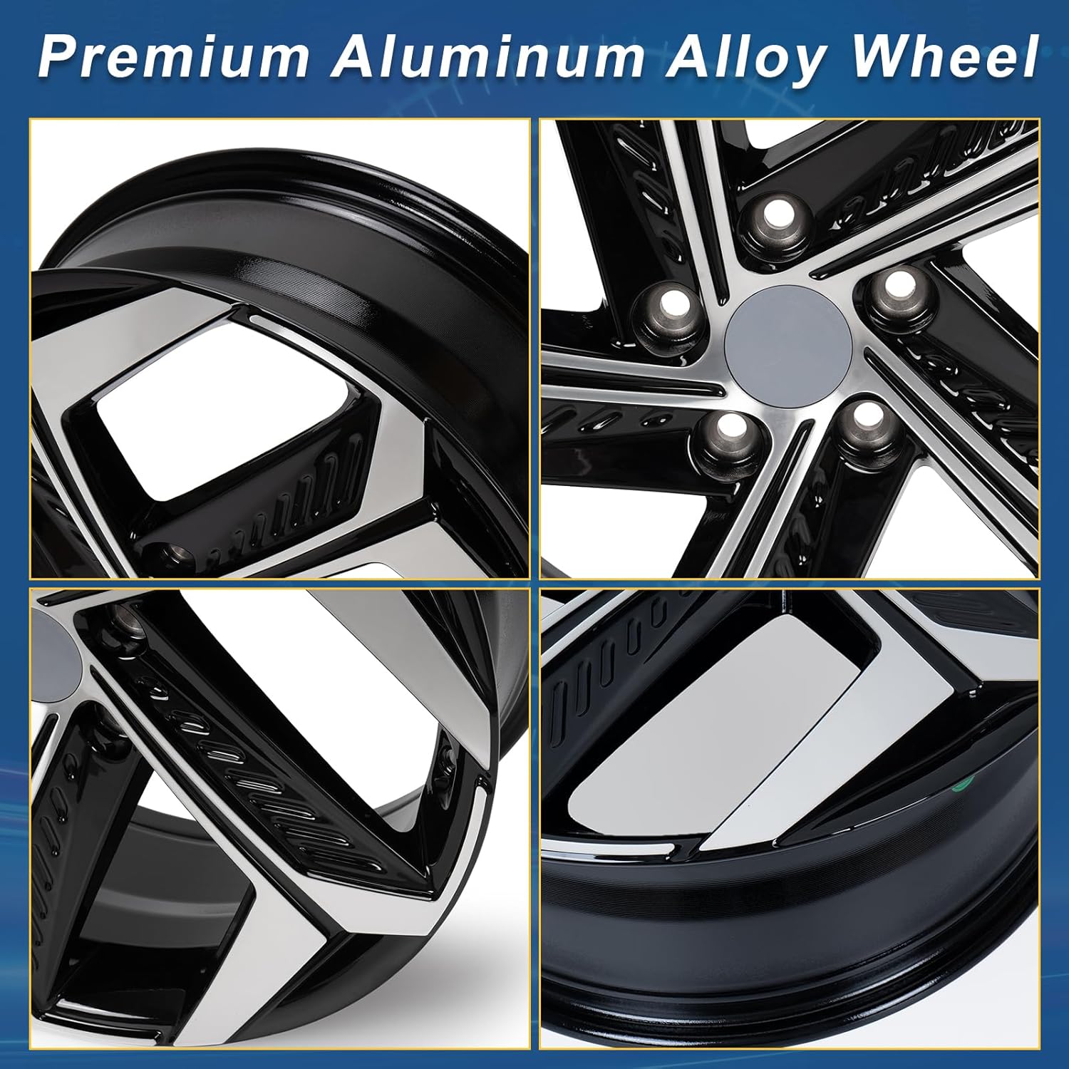 19"× 7.5" Replacement Wheel Rim Compatible with Hyundai Tucson 2022-2024, PCD 5×114.3mm, Offset 51mm, CB 67.1mm, Front or Rear Direct Replacement Black Rim