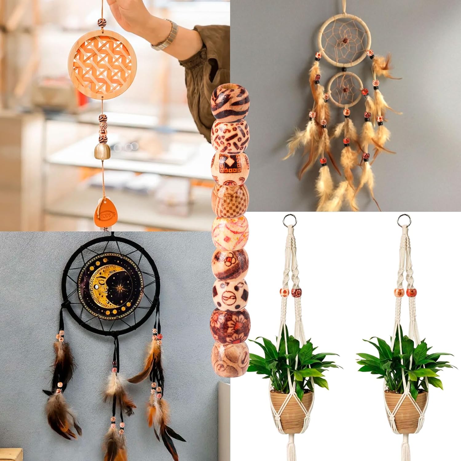 100 Pcs Large Hole Wooden Beads, Random Colors Wooden Loose Spacer Beads, Vintage Wood Hair Bead for Macrame, Necklace, Bracelet, DIY Craft, Hair, Handmade Decor (11X12mm) - Image 5