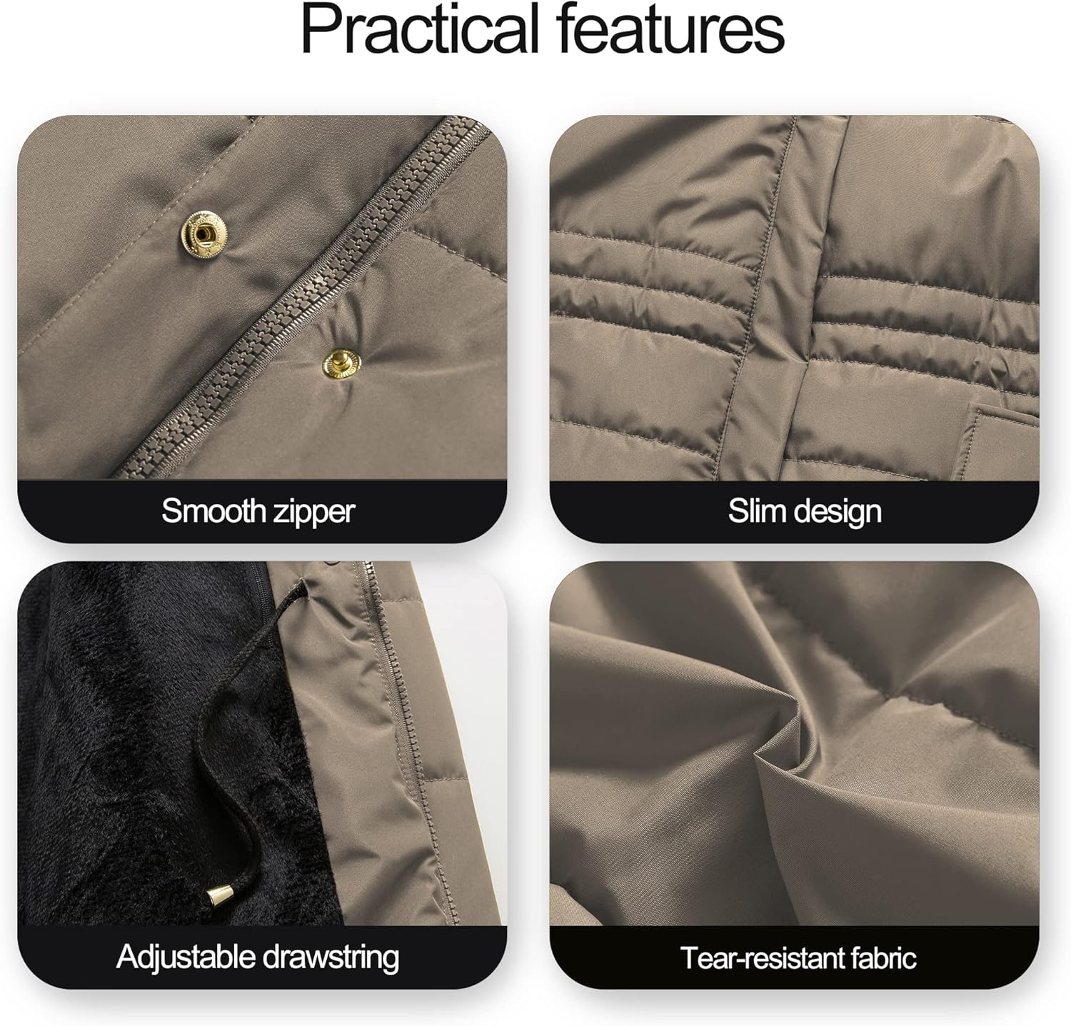 Chrisuno Women's Winter Warm Coats Puffer Jacket Long Drawstring Waterproof Snow Parka With Removable Faux Fur Trim Hood - Image 7