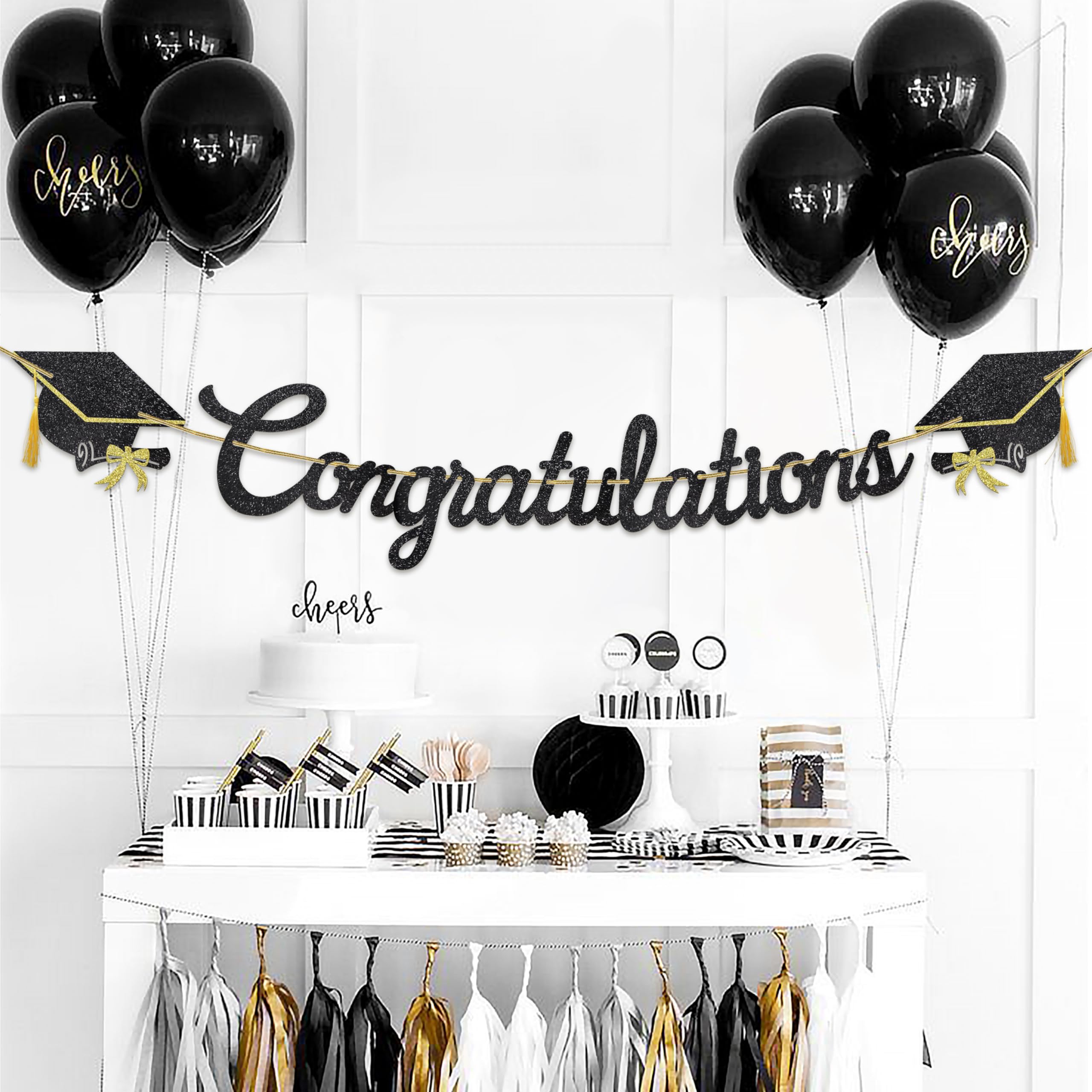 Graduation Banner 2026, Graduation Decoration Congratulations Garland Class of 2026, Grad Banner Gitter Party Decoration (Black, C) - Image 4