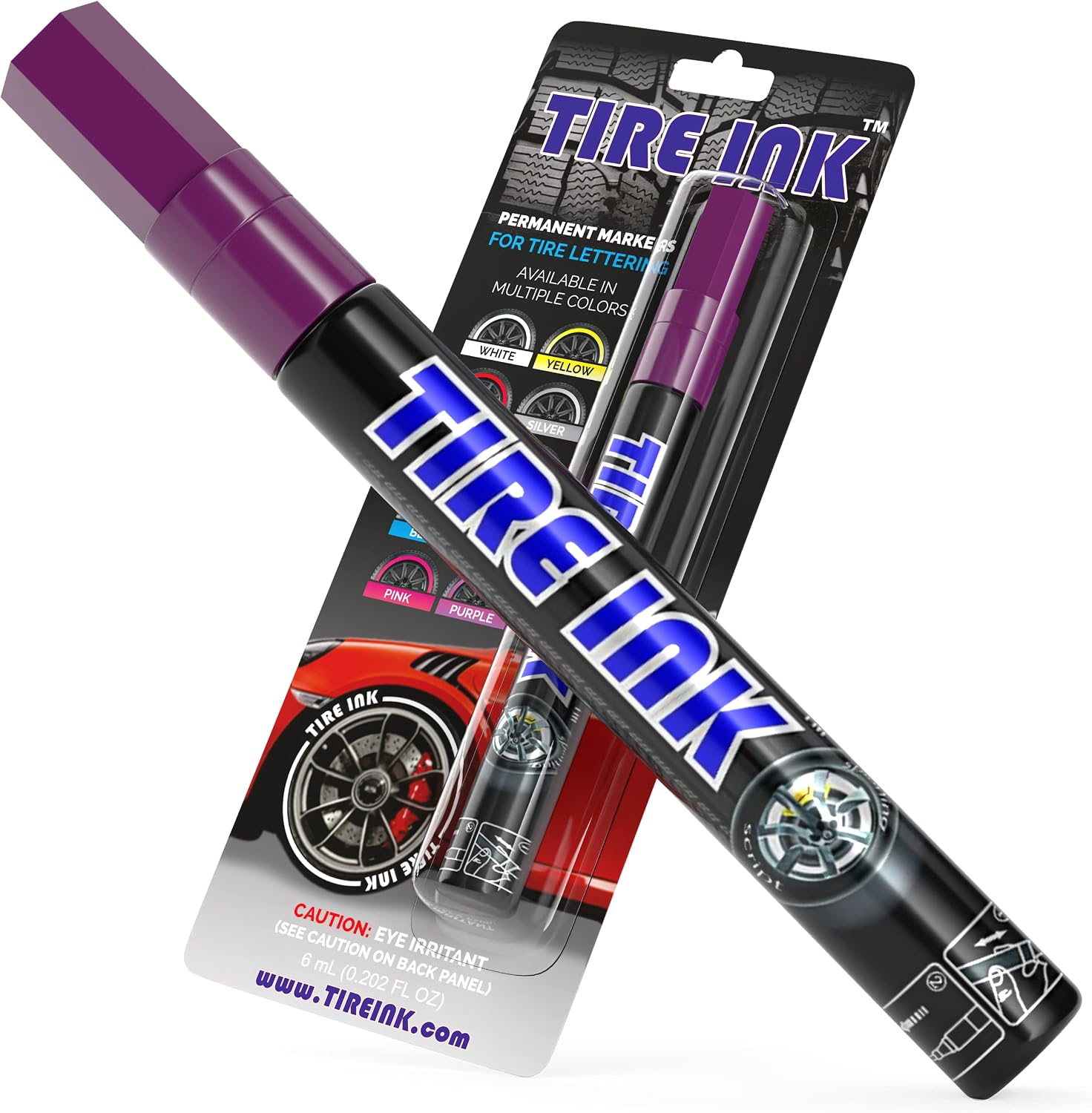 Tire Ink | Paint Pen for Car Tires | Permanent and Waterproof | Carwash Safe (Purple, 1 Pen)