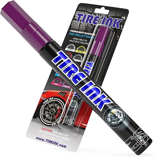 Lápiz de pintura para neumáticos de automóvil, permanente e impermeable, apto para lavado de autos (morado, 1 bolígrafo)