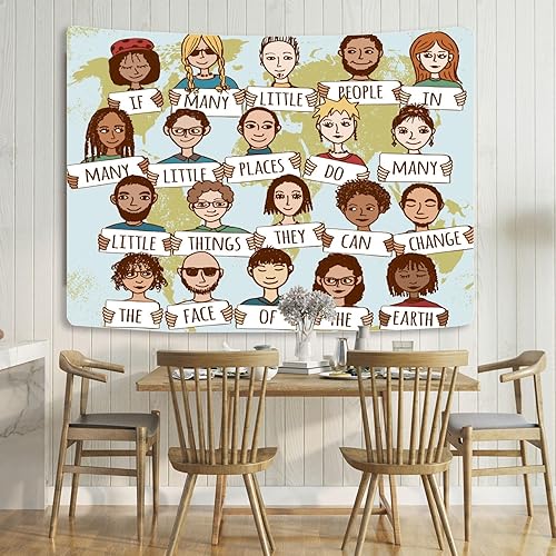 Miniatura 2 de Voshin Tapiz educativo para colgar en la pared, diseño de diversidad, cultura, motivacional, para colgar en la pared, para estudiantes, profesores,