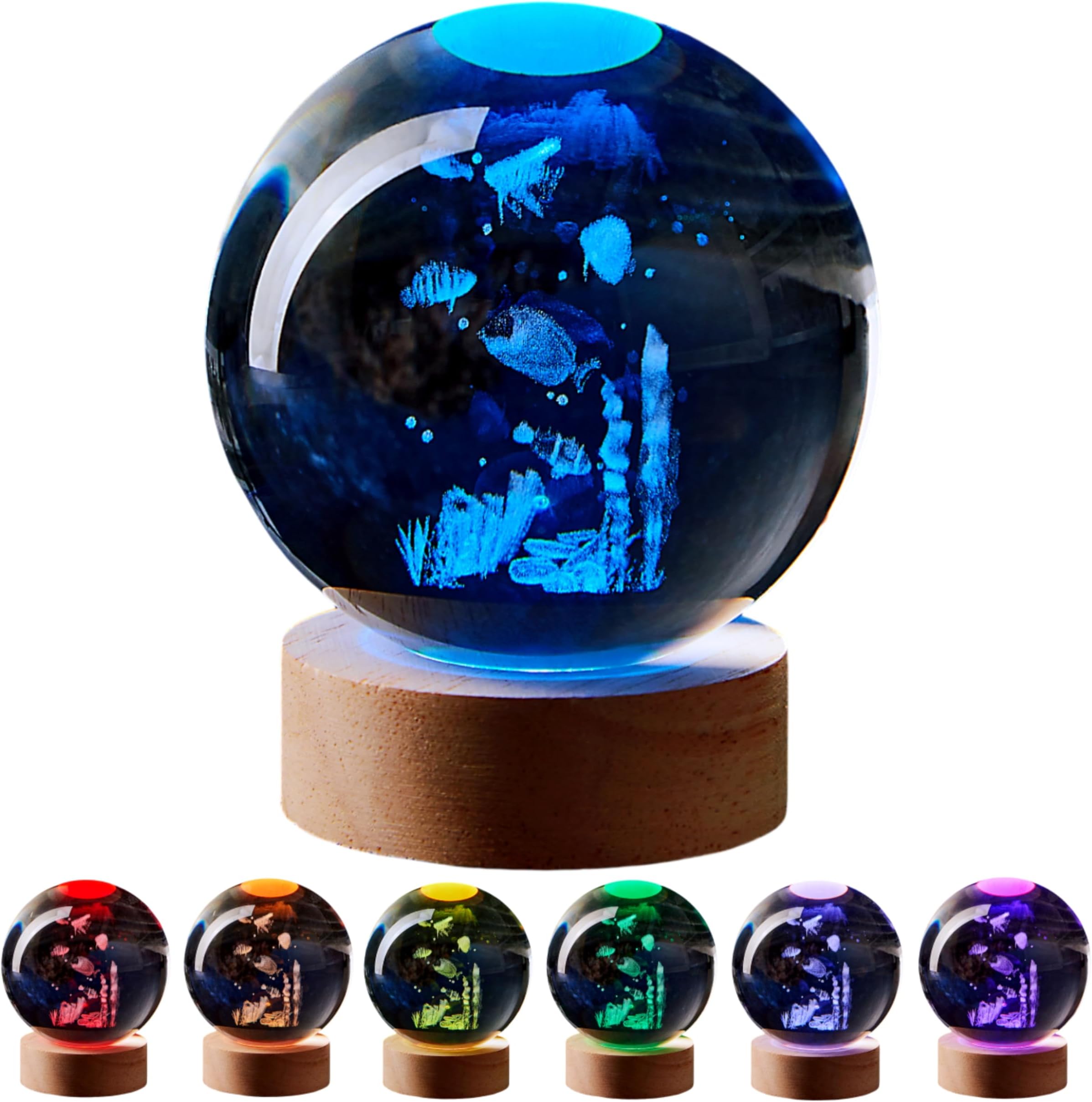 3D K9 Crystal Ball Lamp,Lifelike 3D LED Night Light,16 Colors Changing Light,Dimmable Remote Control,Desk lamp (N)