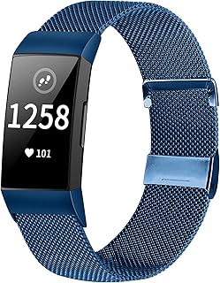 Relting Stainless Steel Mesh Watch Band for Fitbit Charge 3/Fitbit Charge 4/Fitbit Charge 3 SE/Fitbit Charge 4 SE, Metal Replacement Sports Loop Strap for Women Men