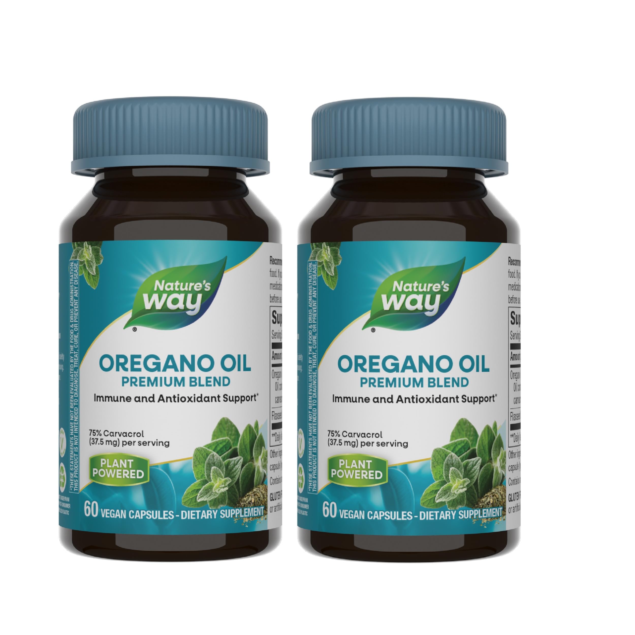 Nature’s Way Oregano Oil – Immune Support Supplement* - 75-85% Carvacrol – Gluten Free – 60 Vegan Capsules (2 Pack)