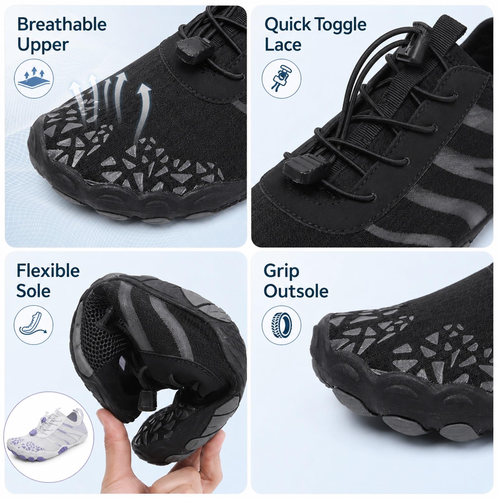 Erdungsschuhe Mit Kupfer Für Damen Herren, Leichte Barfuß Wasserschuhe, Schnell Trocknendes Atmungsaktives Mesh, rutschfeste Flexible Aquaschuhe Für Strand Und Spaziergänge