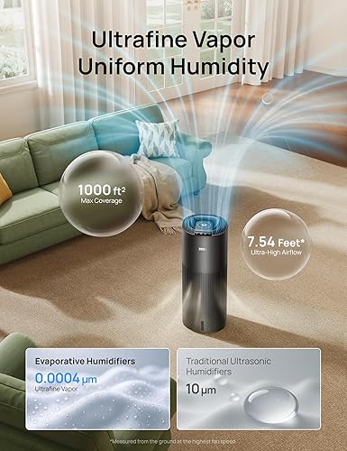 Miniatura 3 de DREO Humidificador evaporativo inteligente para habitación grande de hasta 1000 pies cuadrados, 27.1 fl ozh humidificadores de aire de alto