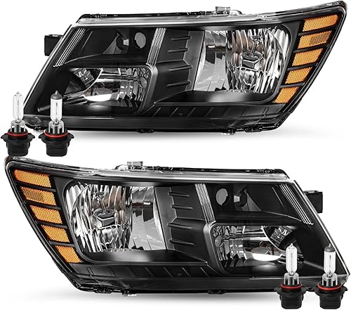 JSBOYAT Conjunto de faros delanteros de repuesto para Dodge Journey 2009-2020 de repuesto para faros delanteros del conductor y del pasajero carcasa