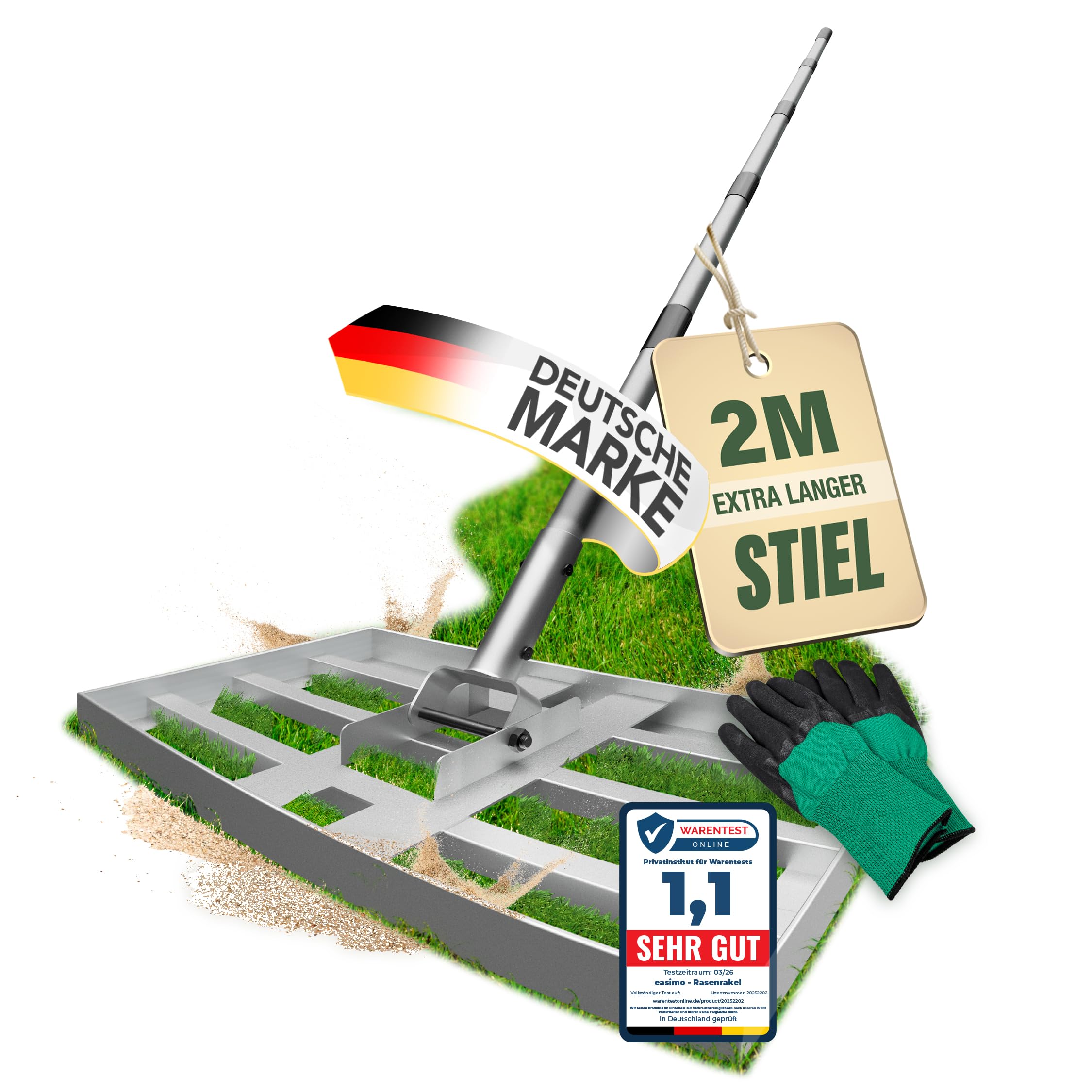 Rasen Rakel 43x25 cm - Hochwertiges Rasenpflege | Werkzeug zur Bodenebenheit, Gartenpflege & Rasenpflege | Robuste Stahlkonstruktion